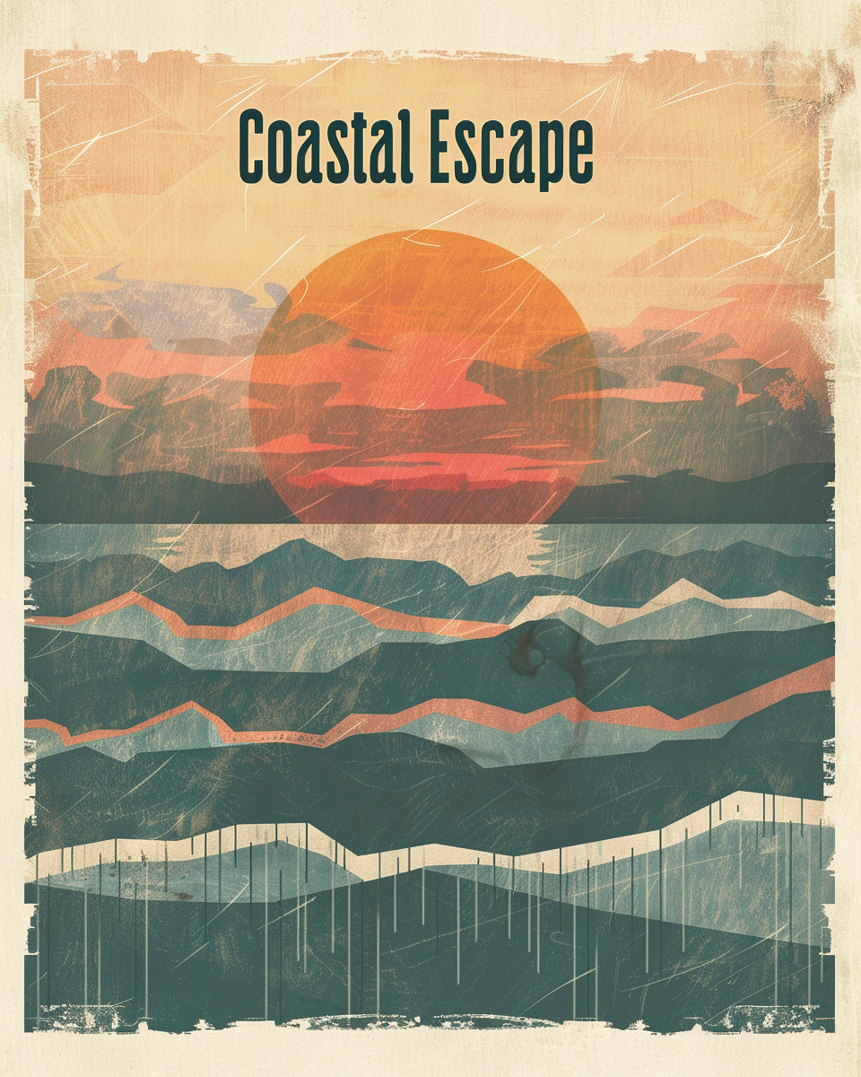 Coastal Escape - Vintage Sunset Seascape Poster