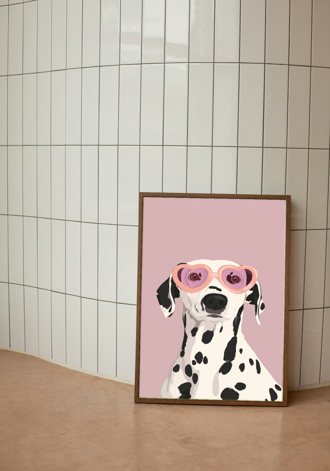 Dalmatian in Heart-Shaped Sunglasses - Playful Modern Art