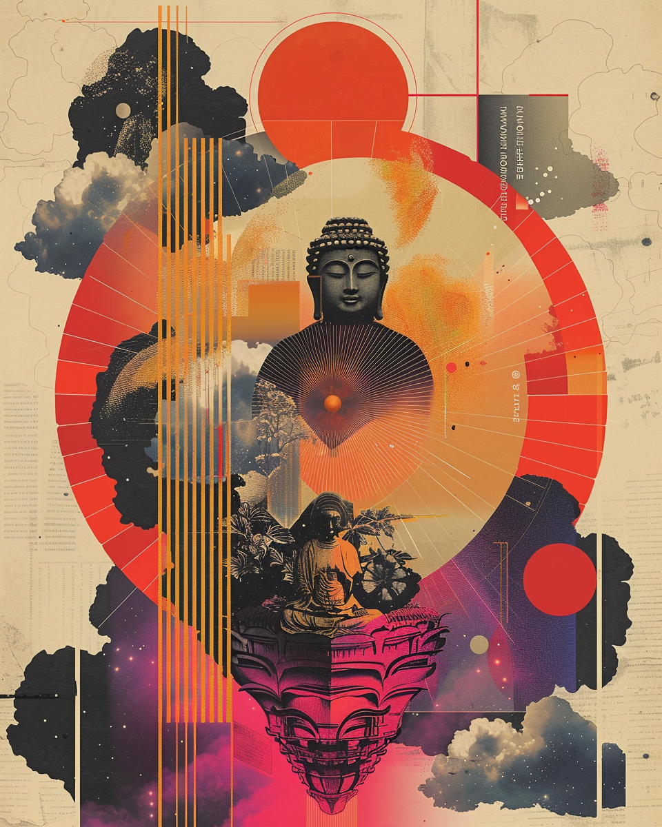Celestial Buddha Harmony - Modern Spiritual Art Poster