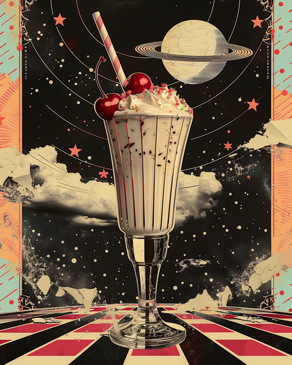 Cosmic Milkshake - Retro-Futuristic Dessert Art