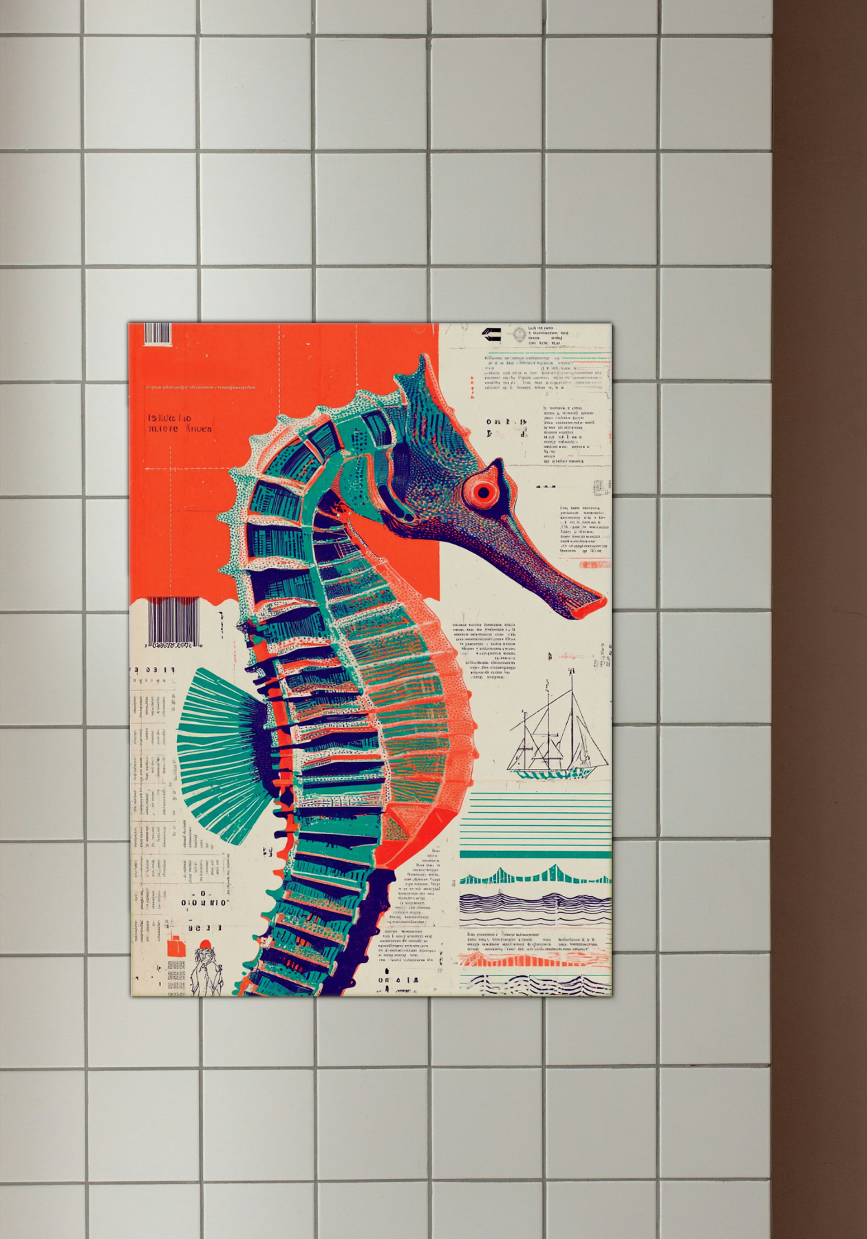 Vibrant Seahorse - Modern Nautical Art Poster