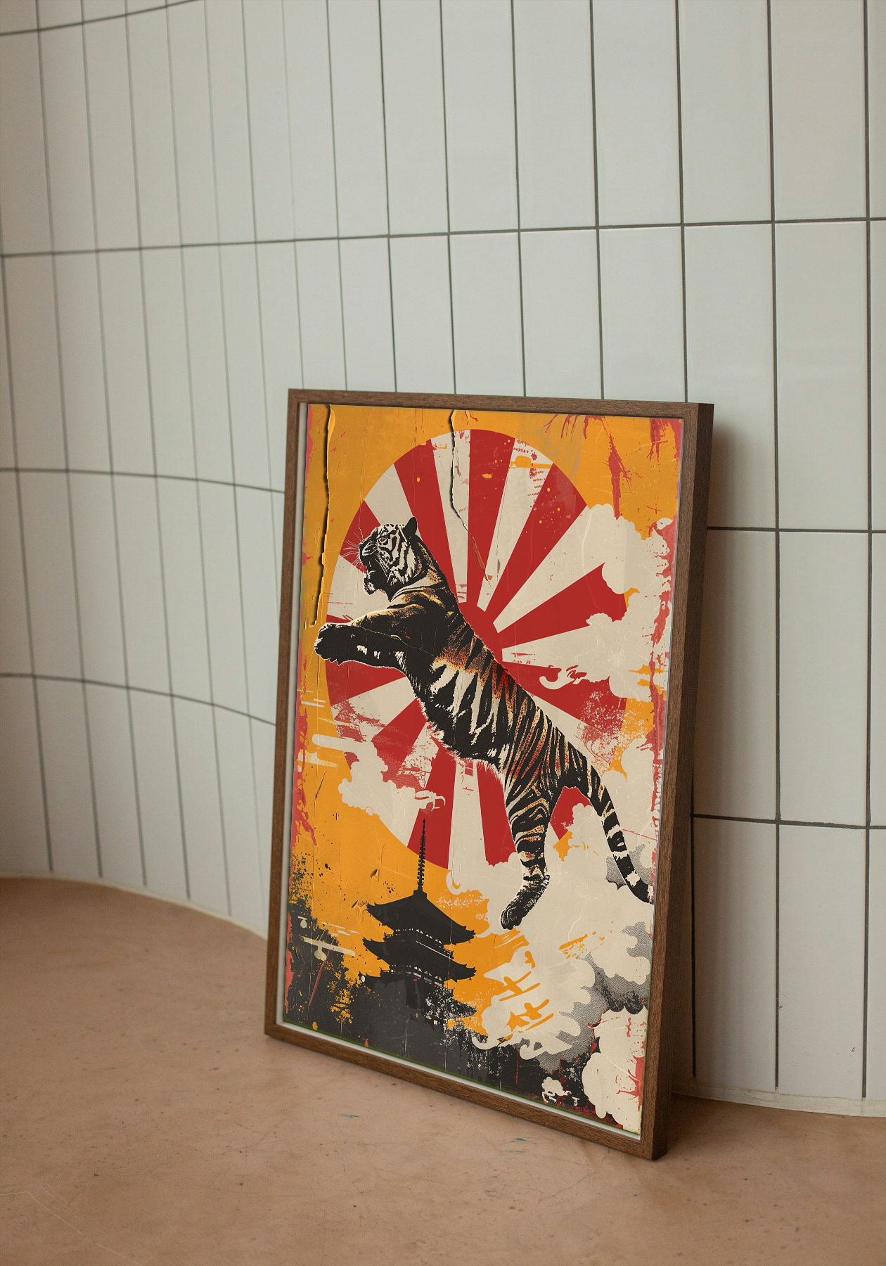 Dynamic Tiger Leap - Bold Asian Inspired Art Poster