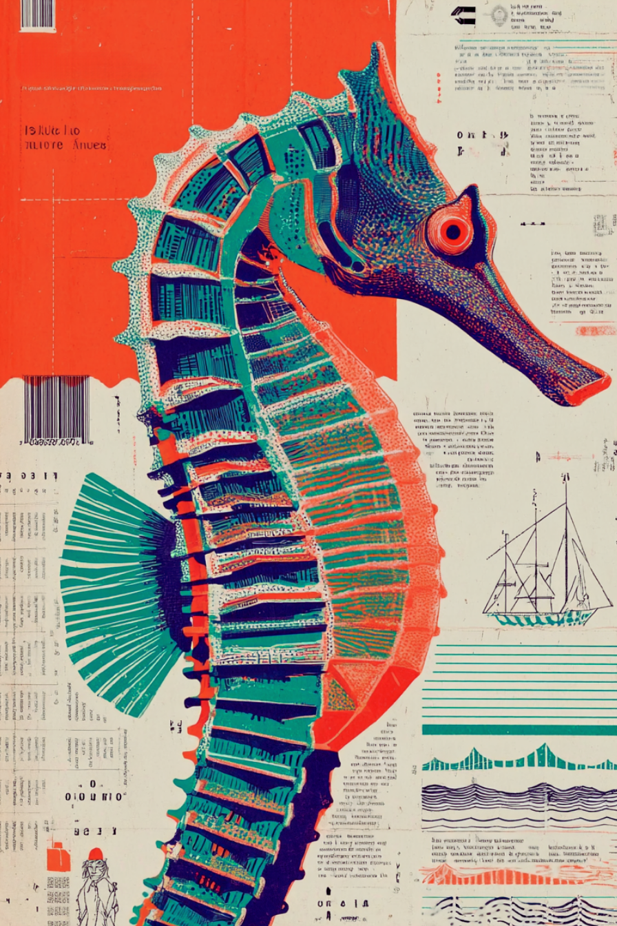 Vibrant Seahorse - Modern Nautical Art Poster