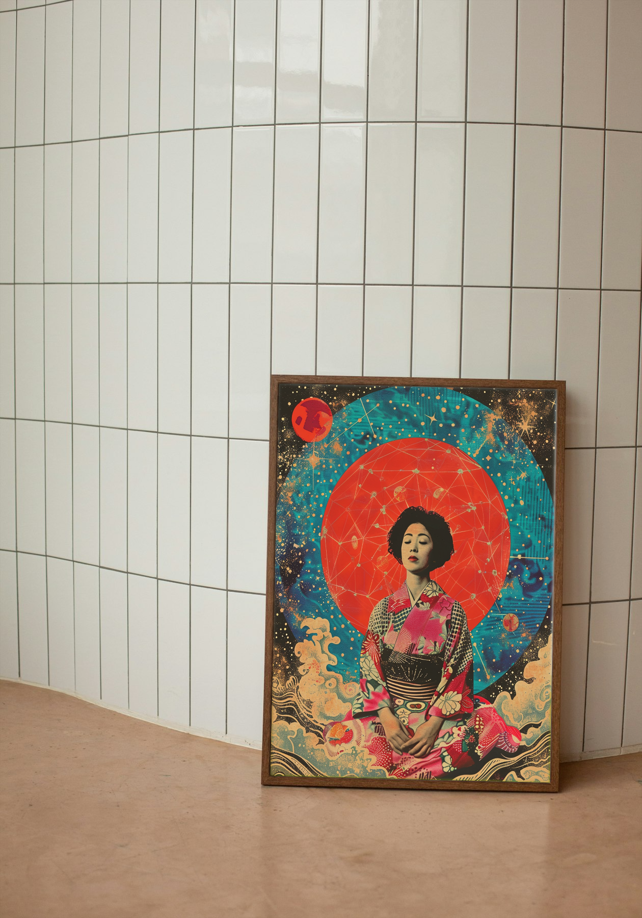 Celestial Serenity - Meditative Geisha in Cosmic Harmony