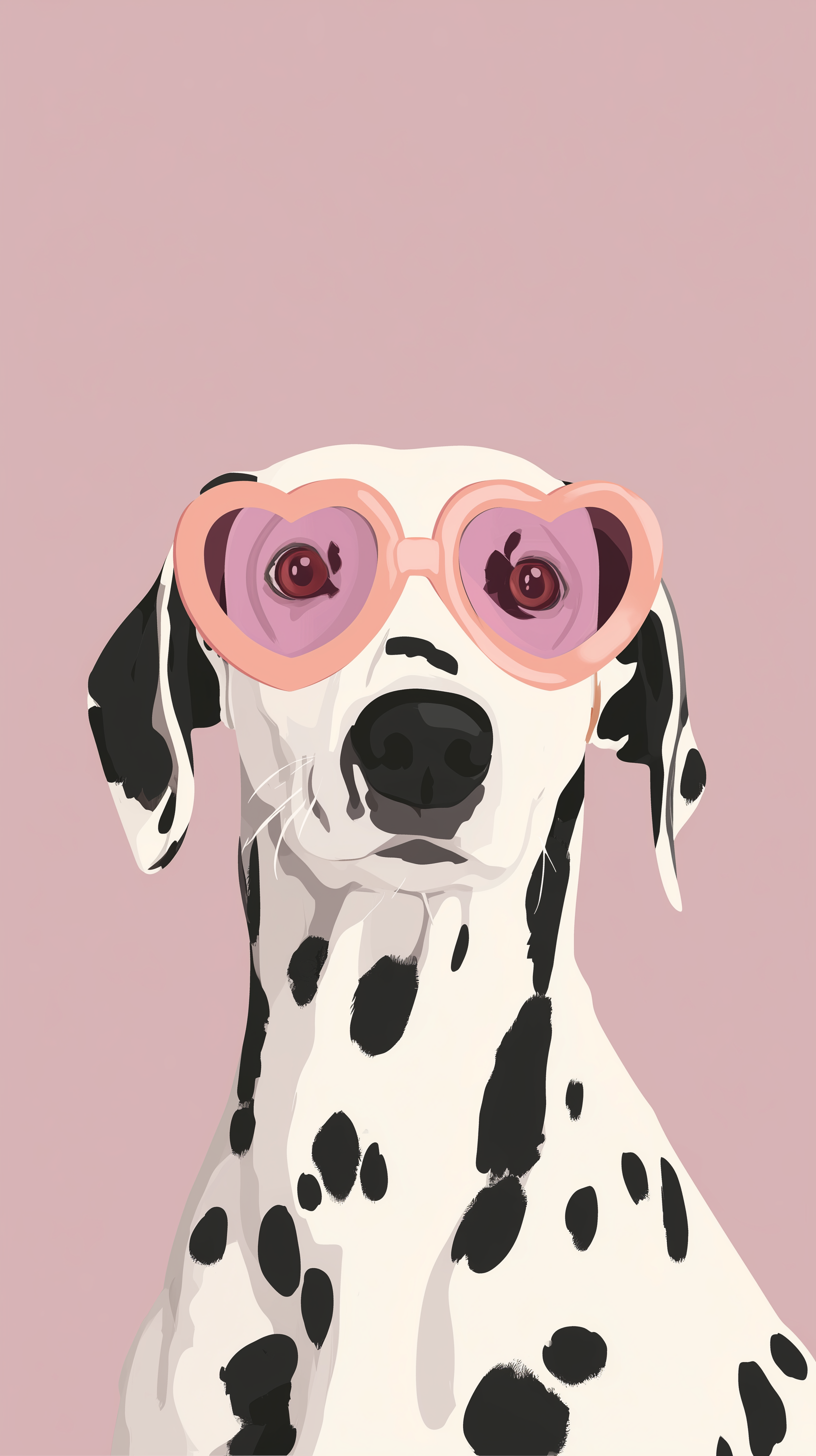 Dalmatian in Heart-Shaped Sunglasses - Playful Modern Art