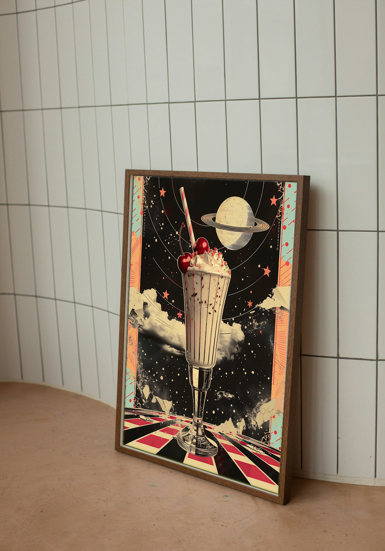 Cosmic Milkshake - Retro-Futuristic Dessert Art