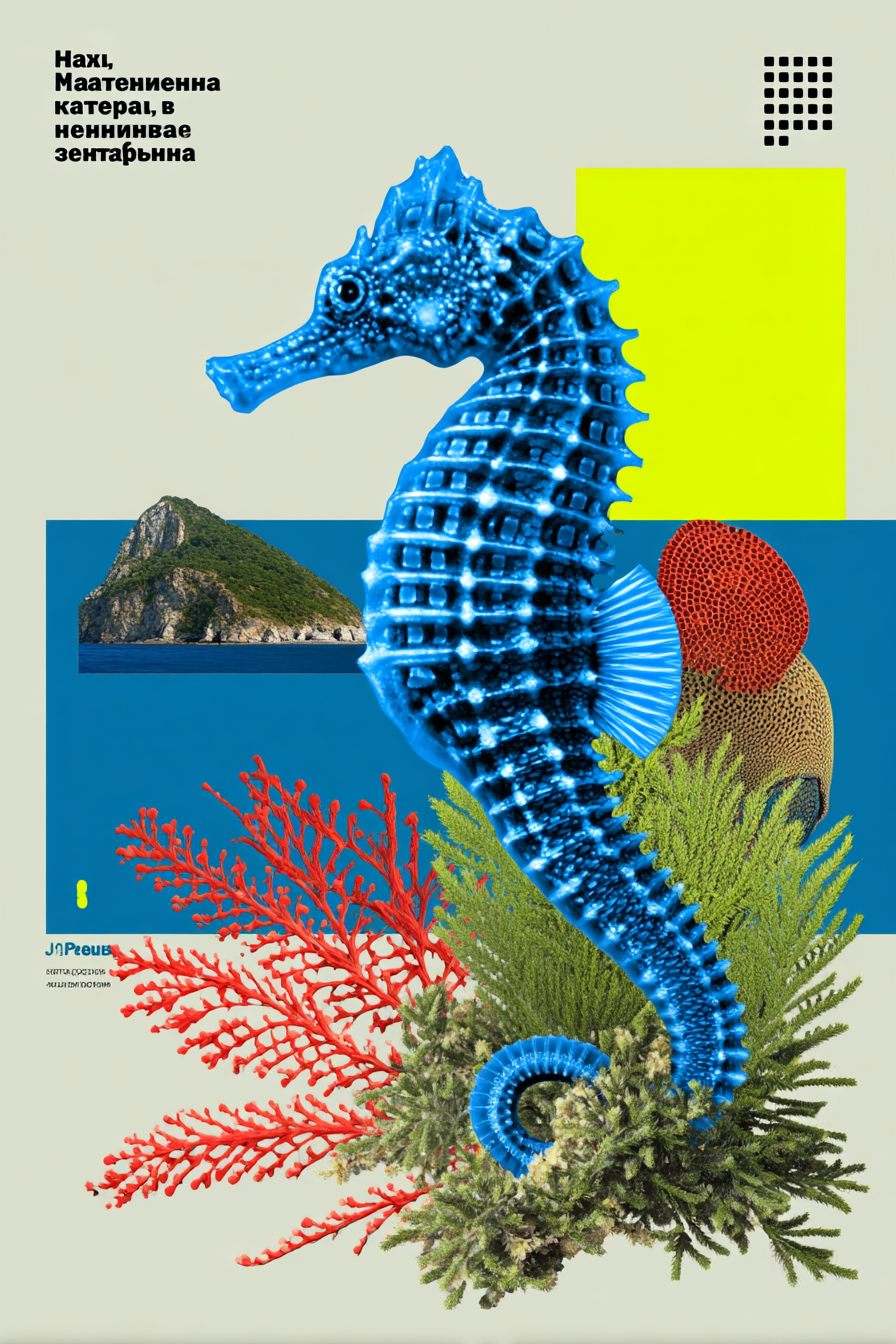 Oceanic Majesty - Blue Seahorse Collage