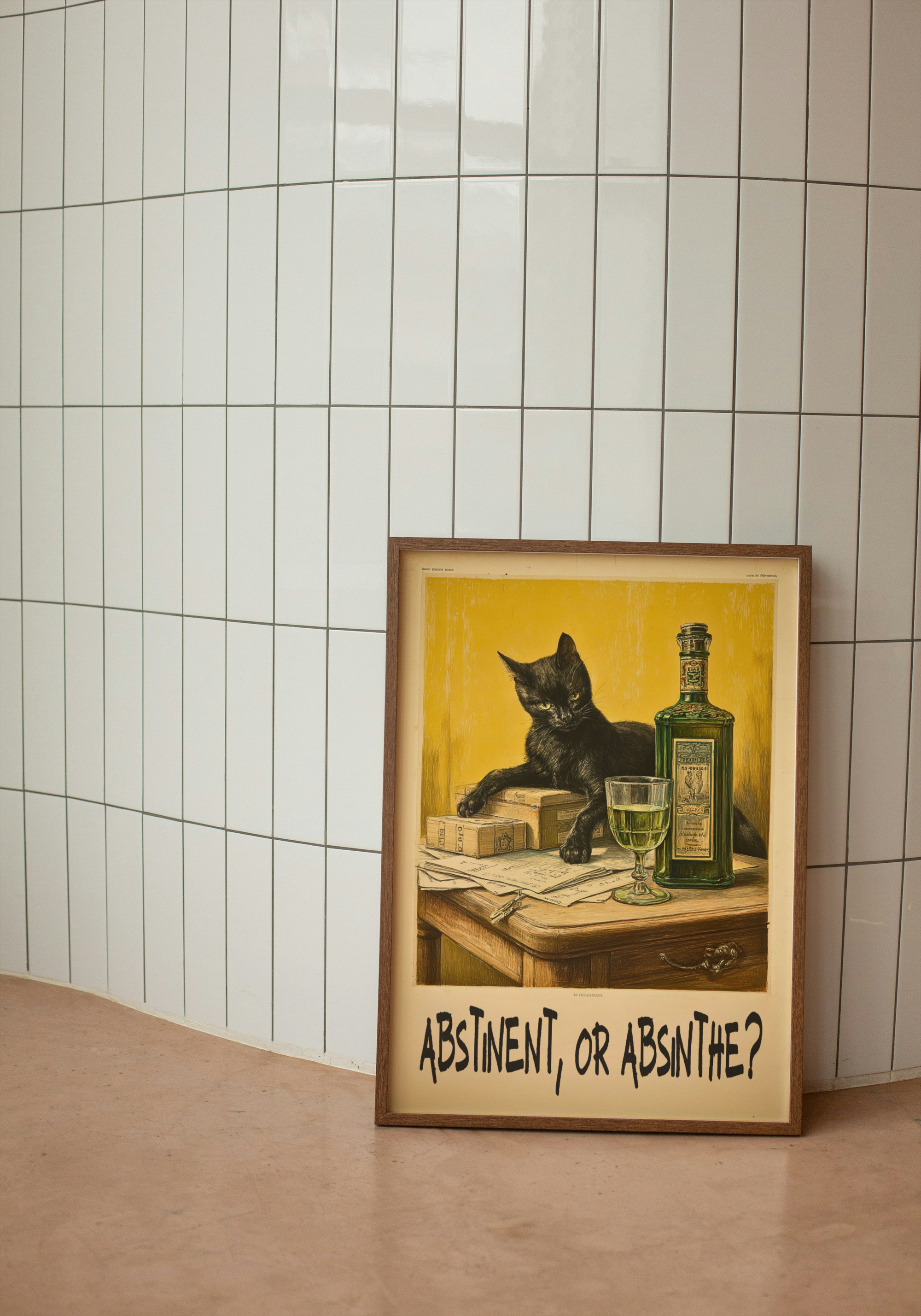 Absinthe Cat – Retro Vintage Bar Print