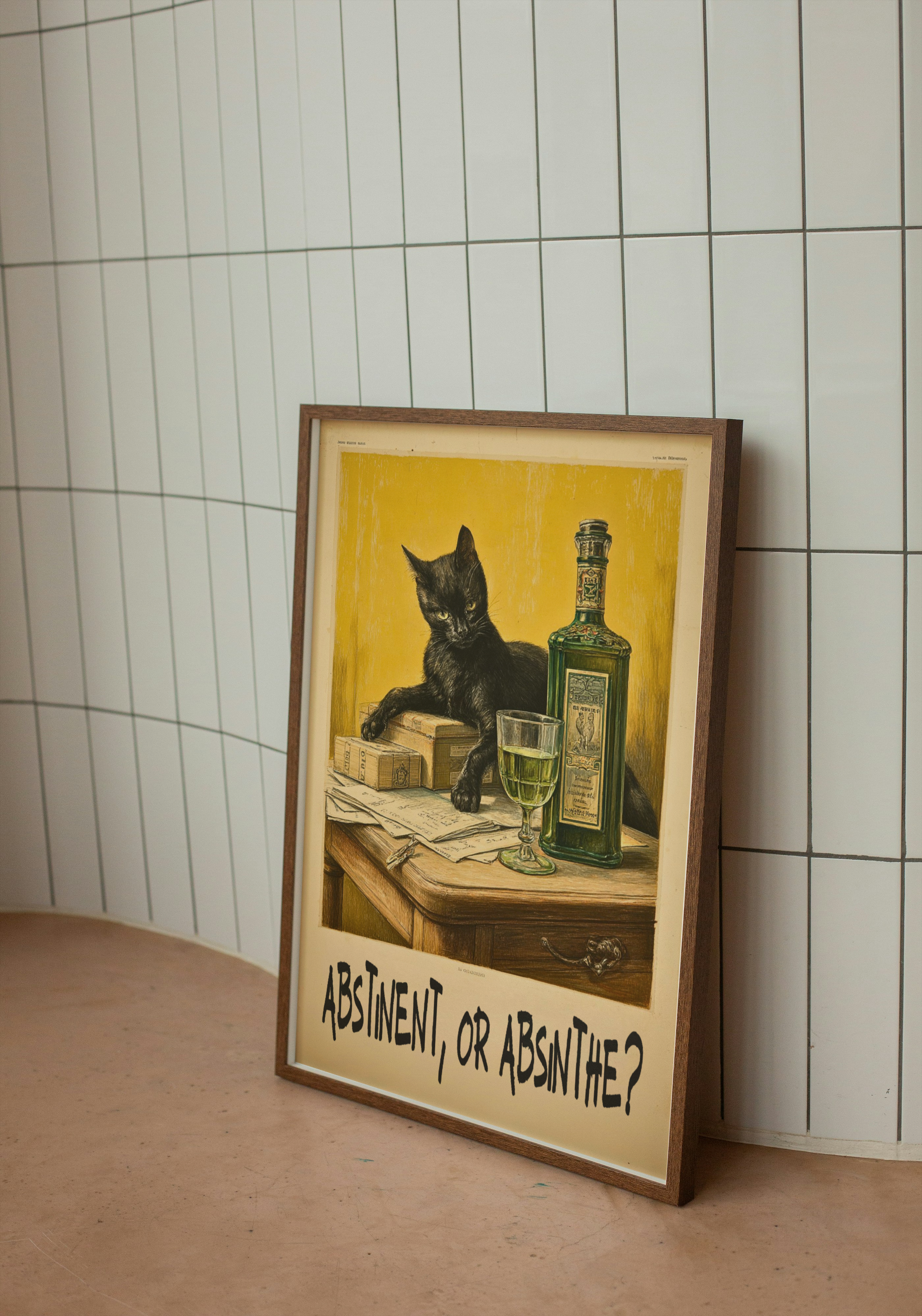 Absinthe Cat – Retro Vintage Bar Print
