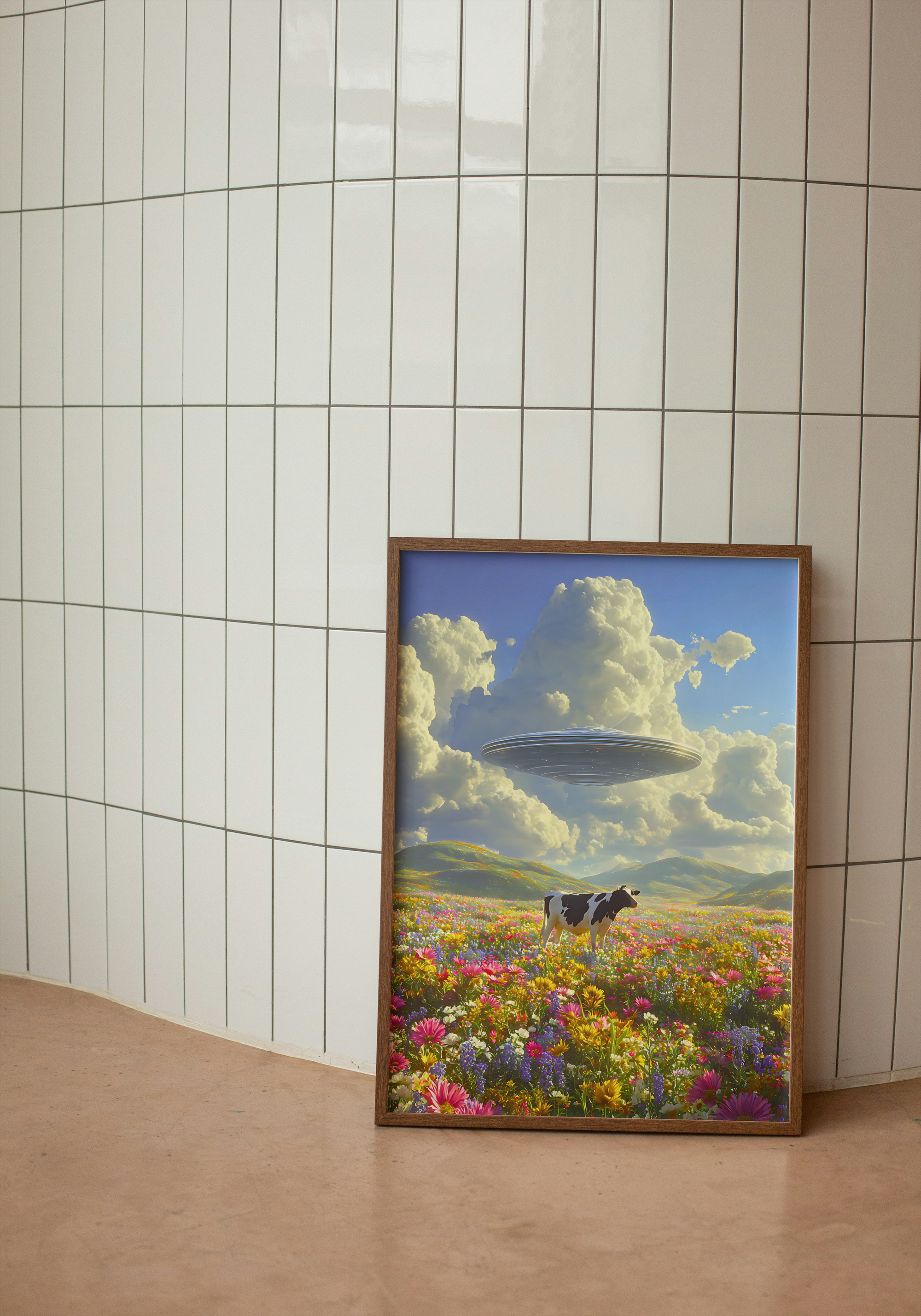 Cow Abduction – Pastoral UFO Pop Art Poster