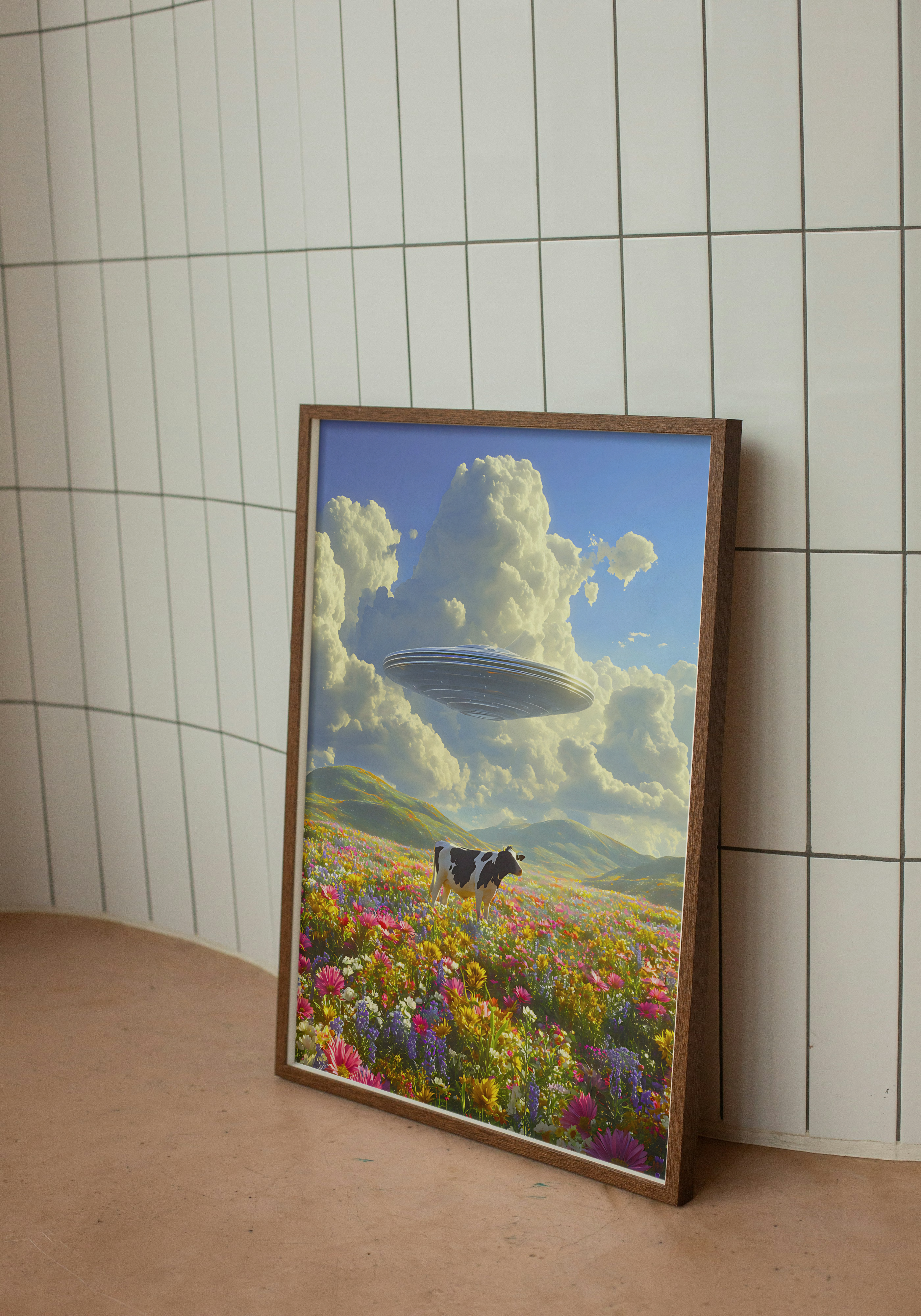 Cow Abduction – Pastoral UFO Pop Art Poster