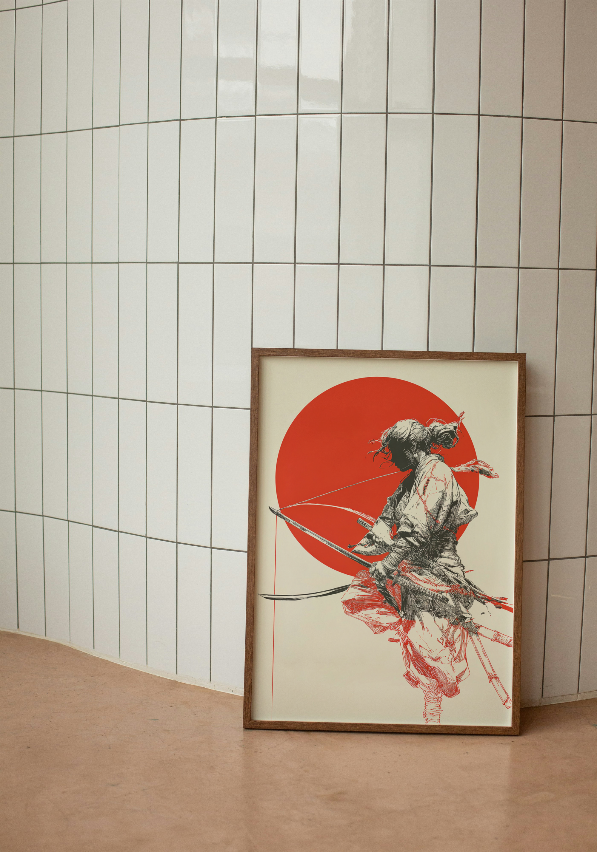 Crimson Archer– Minimalist Samurai Pop Art Poster