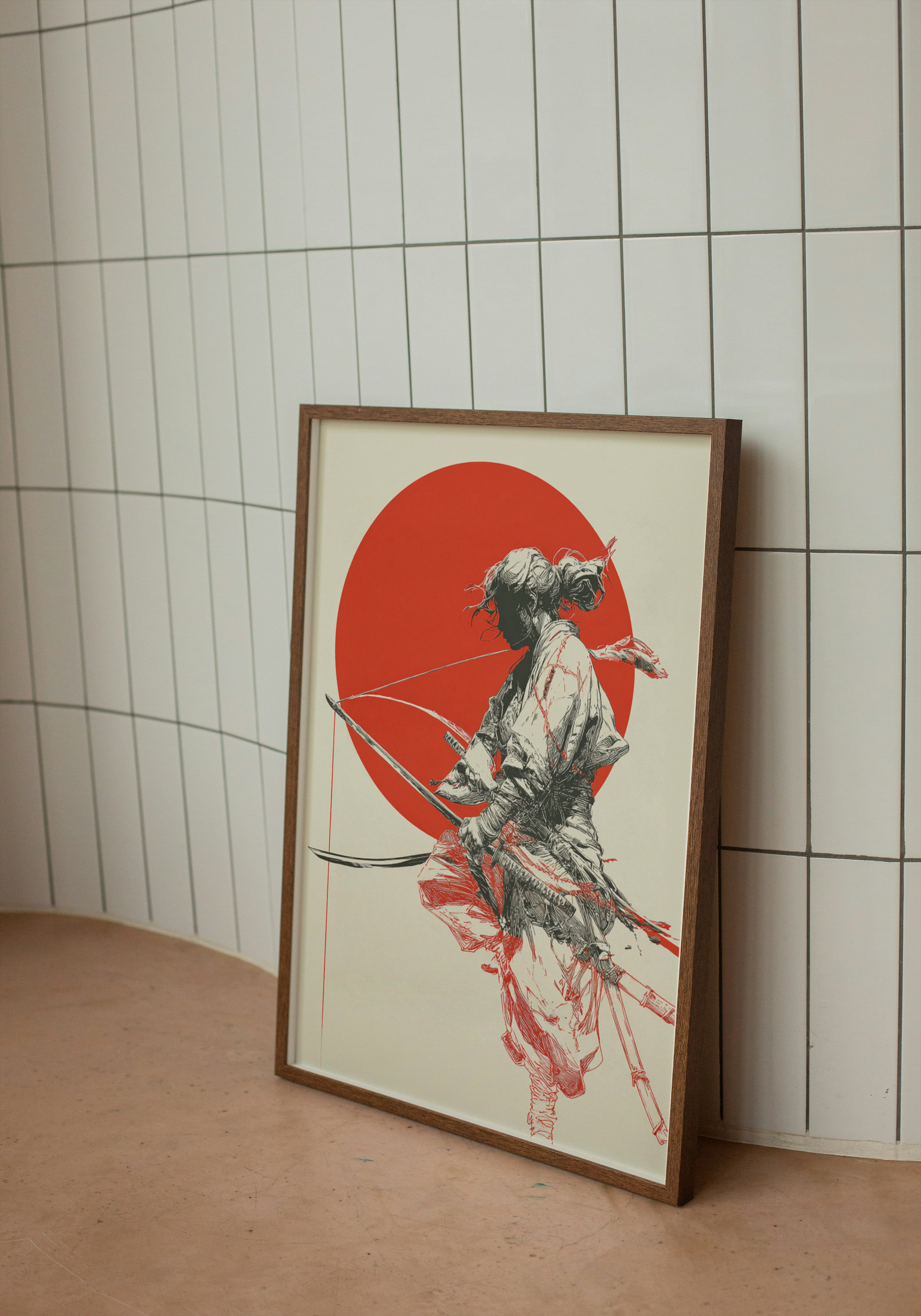 Crimson Archer– Minimalist Samurai Pop Art Poster