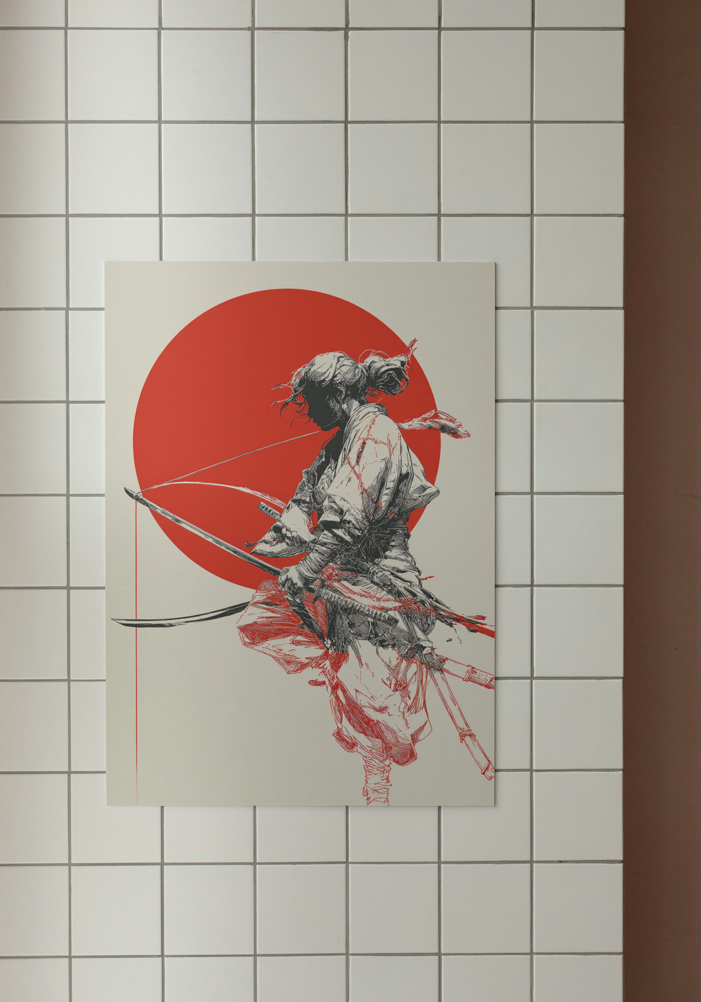 Crimson Archer– Minimalist Samurai Pop Art Poster