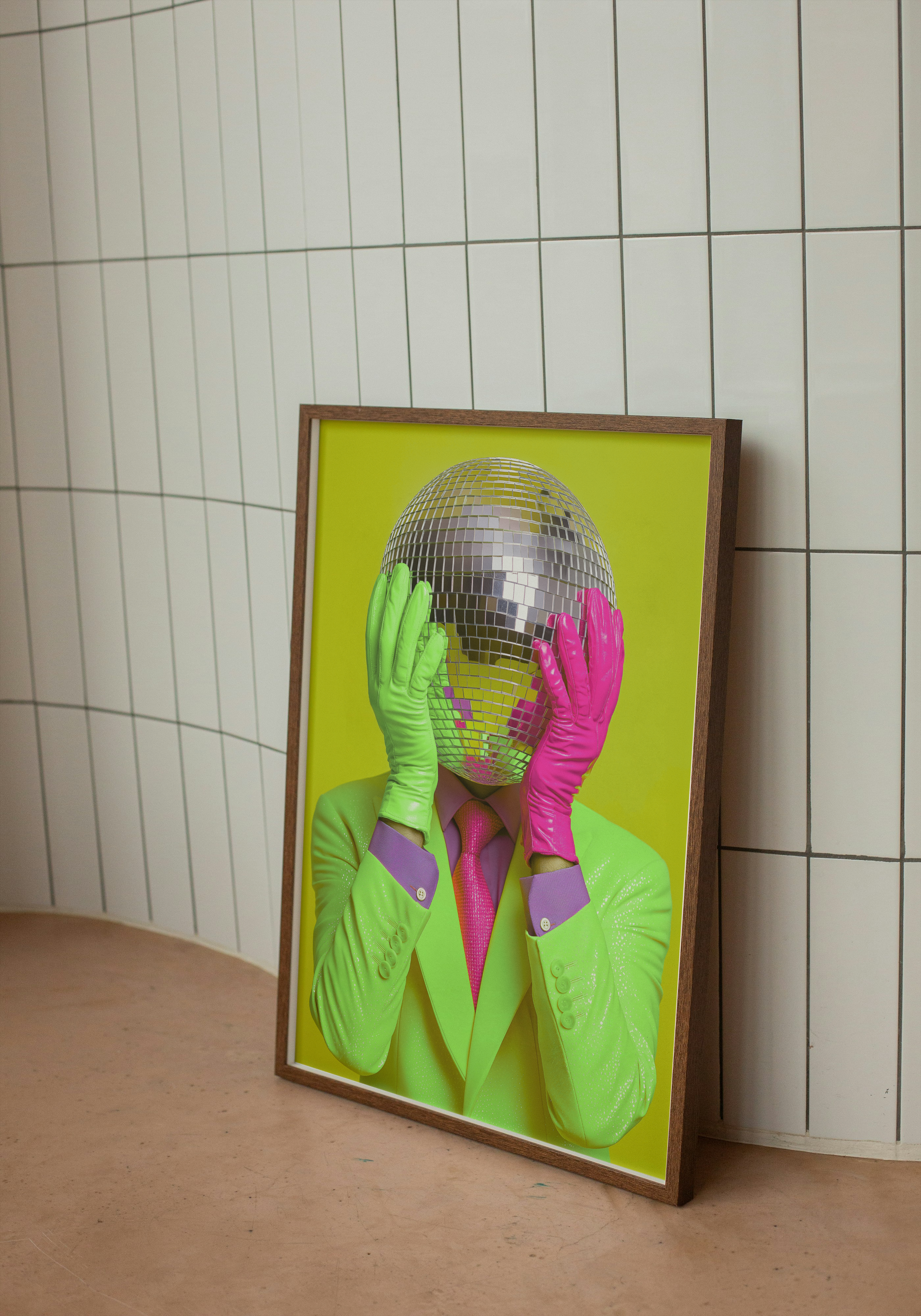 Disco Ball Man – Neon Pop Art Print