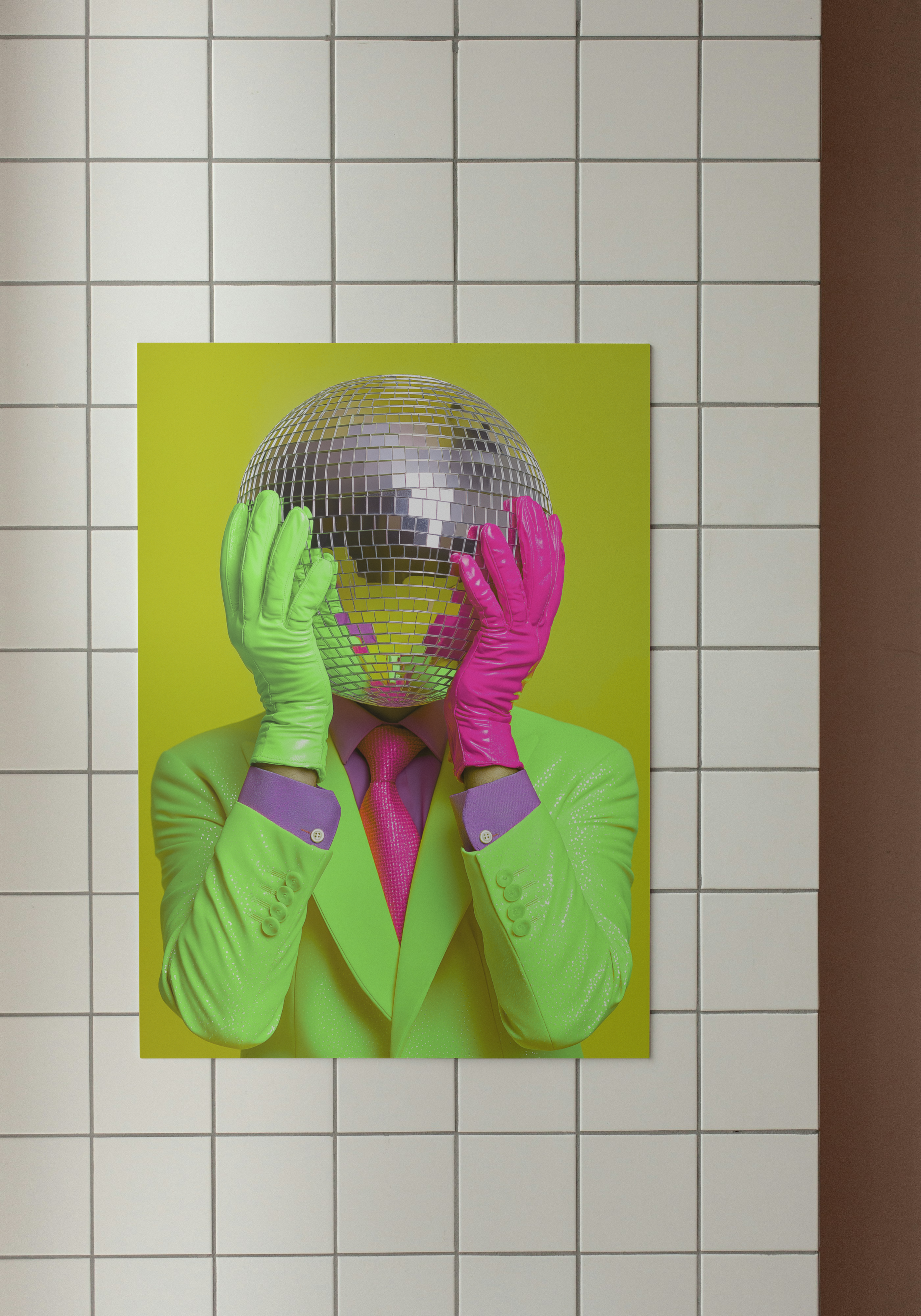 Disco Ball Man – Neon Pop Art Print