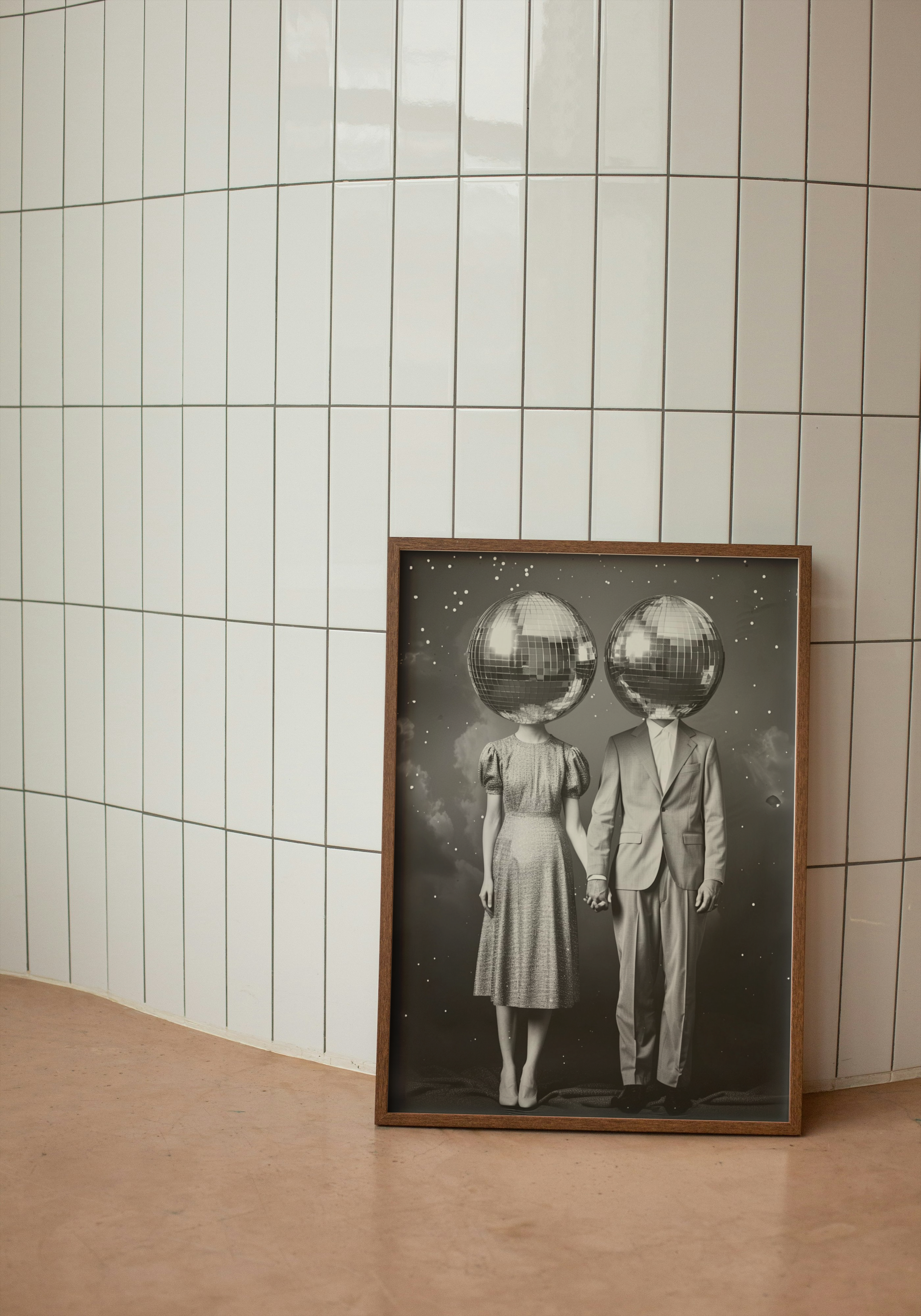 Disco Couple – Surreal Black & White Pop Art Poster