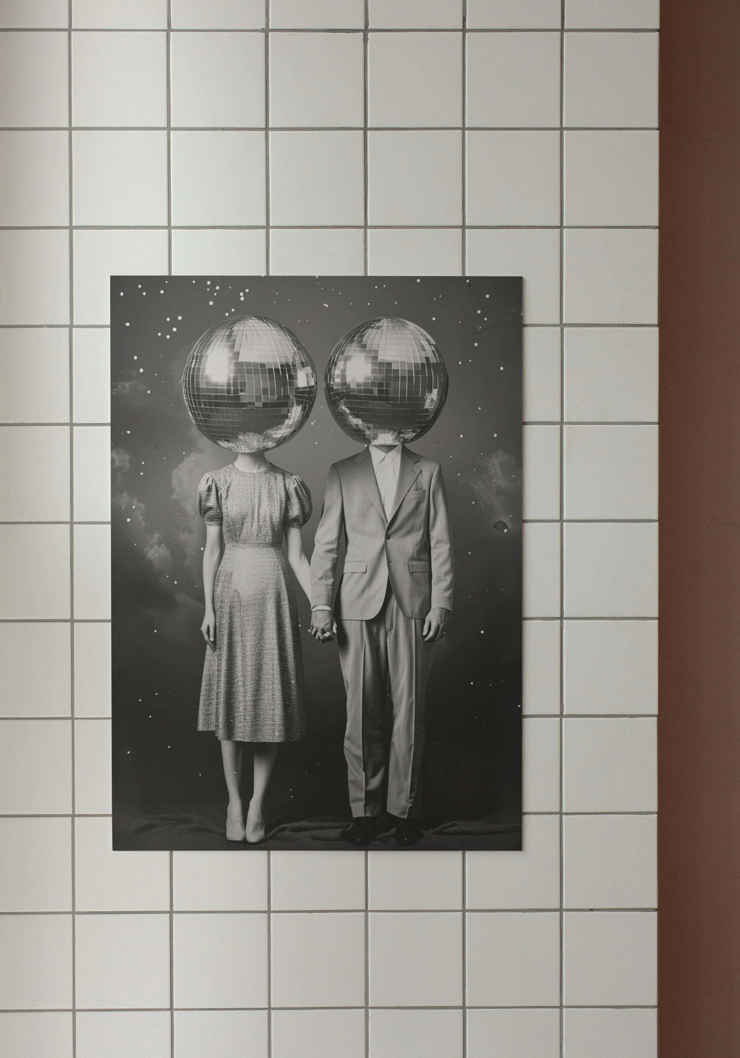 Disco Couple – Surreal Black & White Pop Art Poster