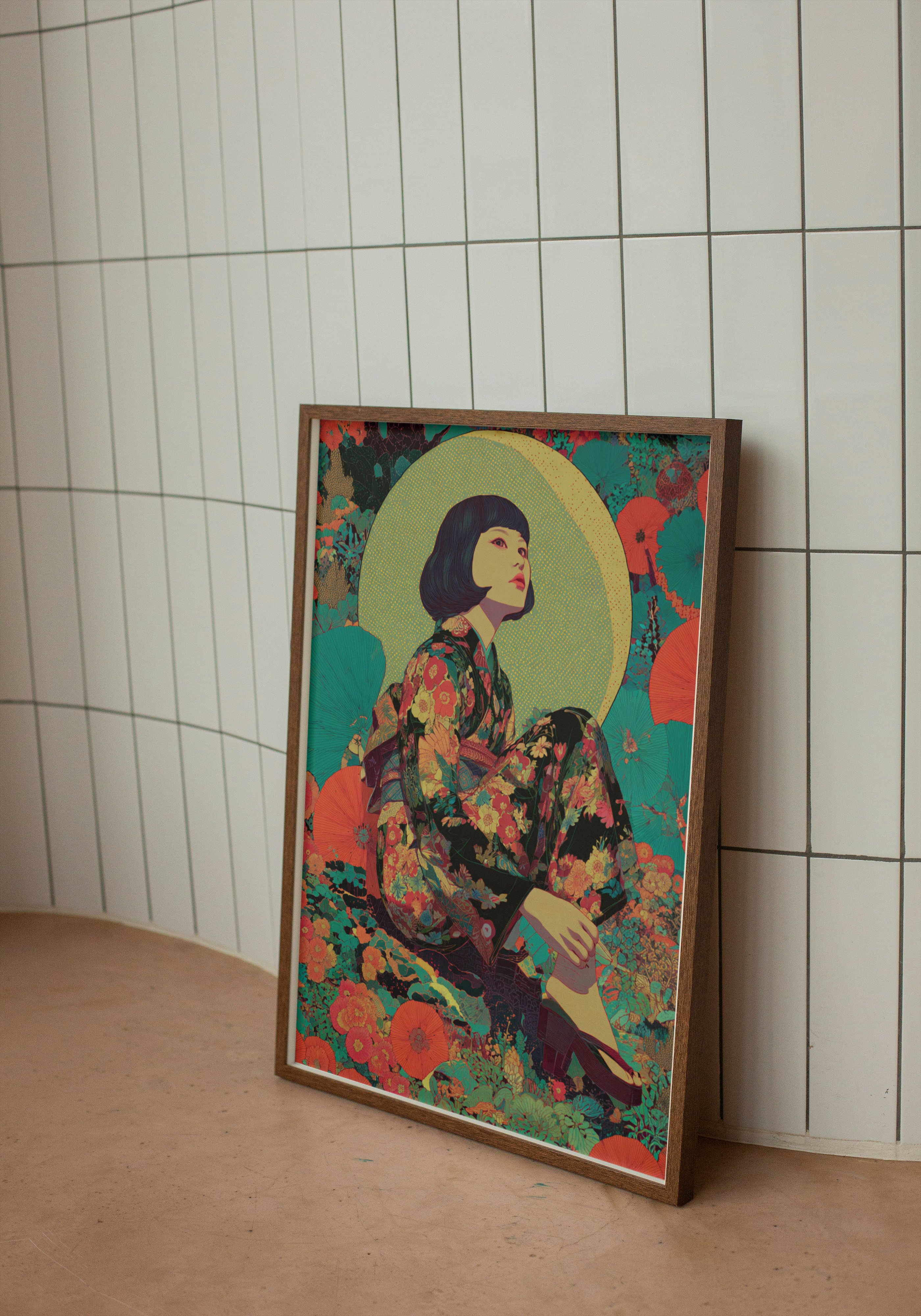 Floral Muse – Modern Japanese Kimono Art Print