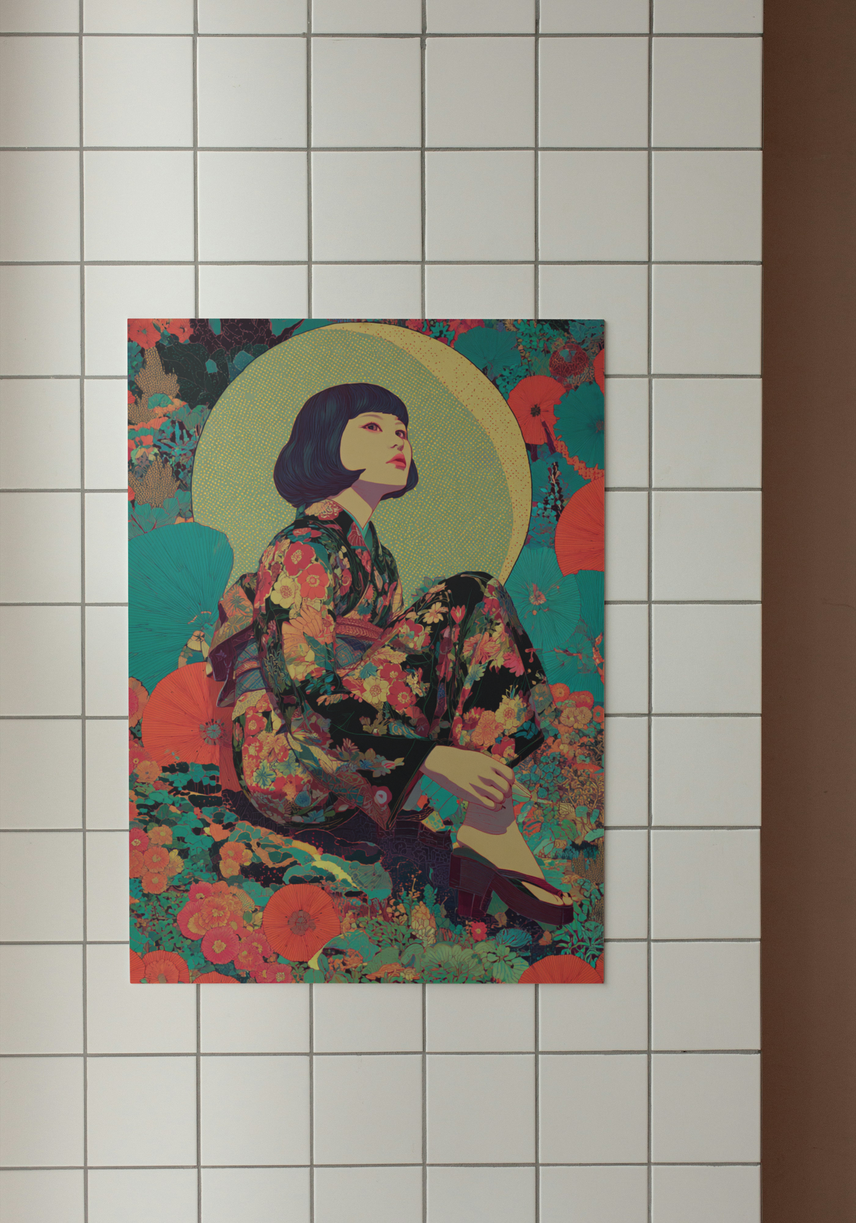 Floral Muse – Modern Japanese Kimono Art Print