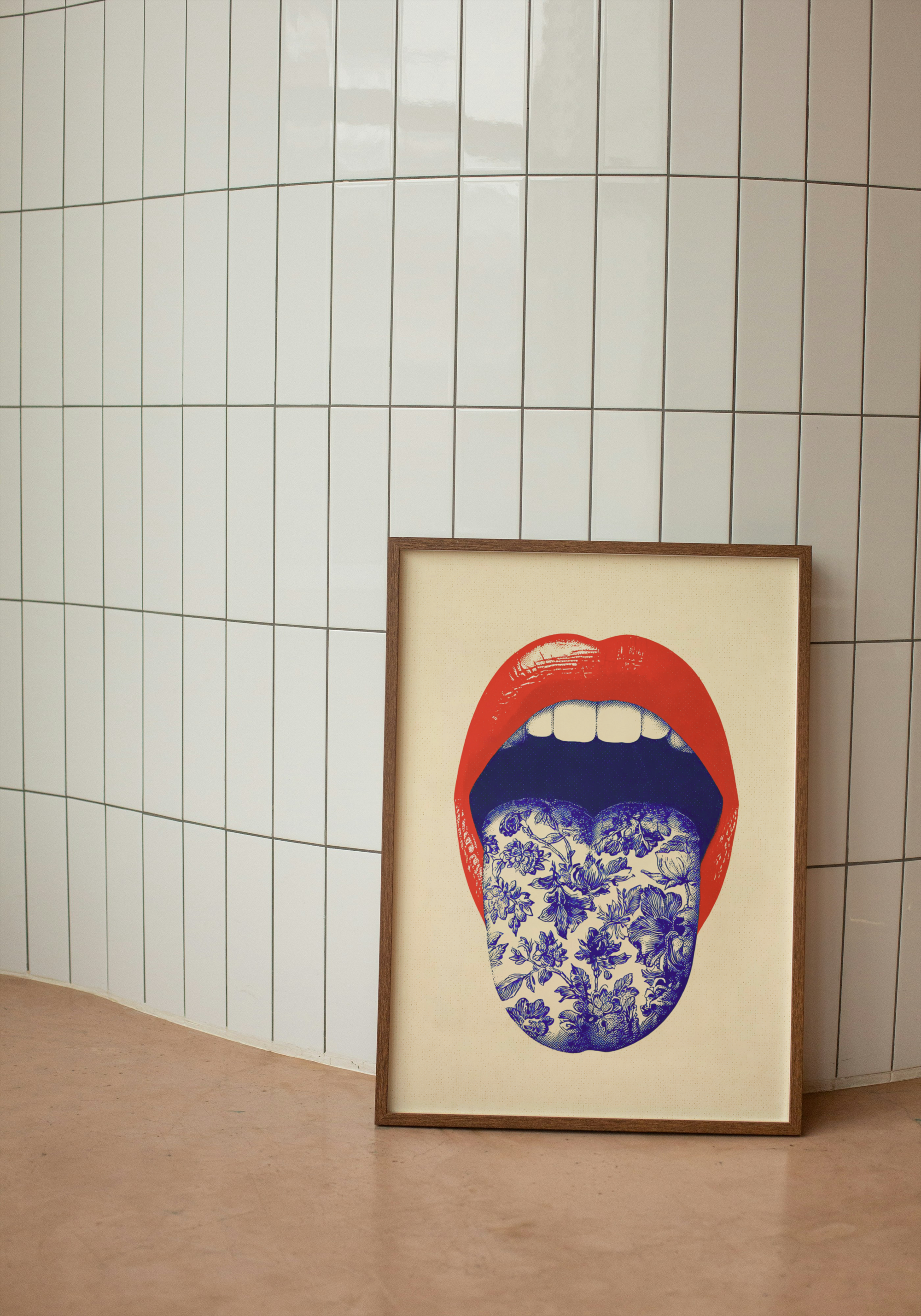 Floral Tongue – Bold Lips Pop Art Poster