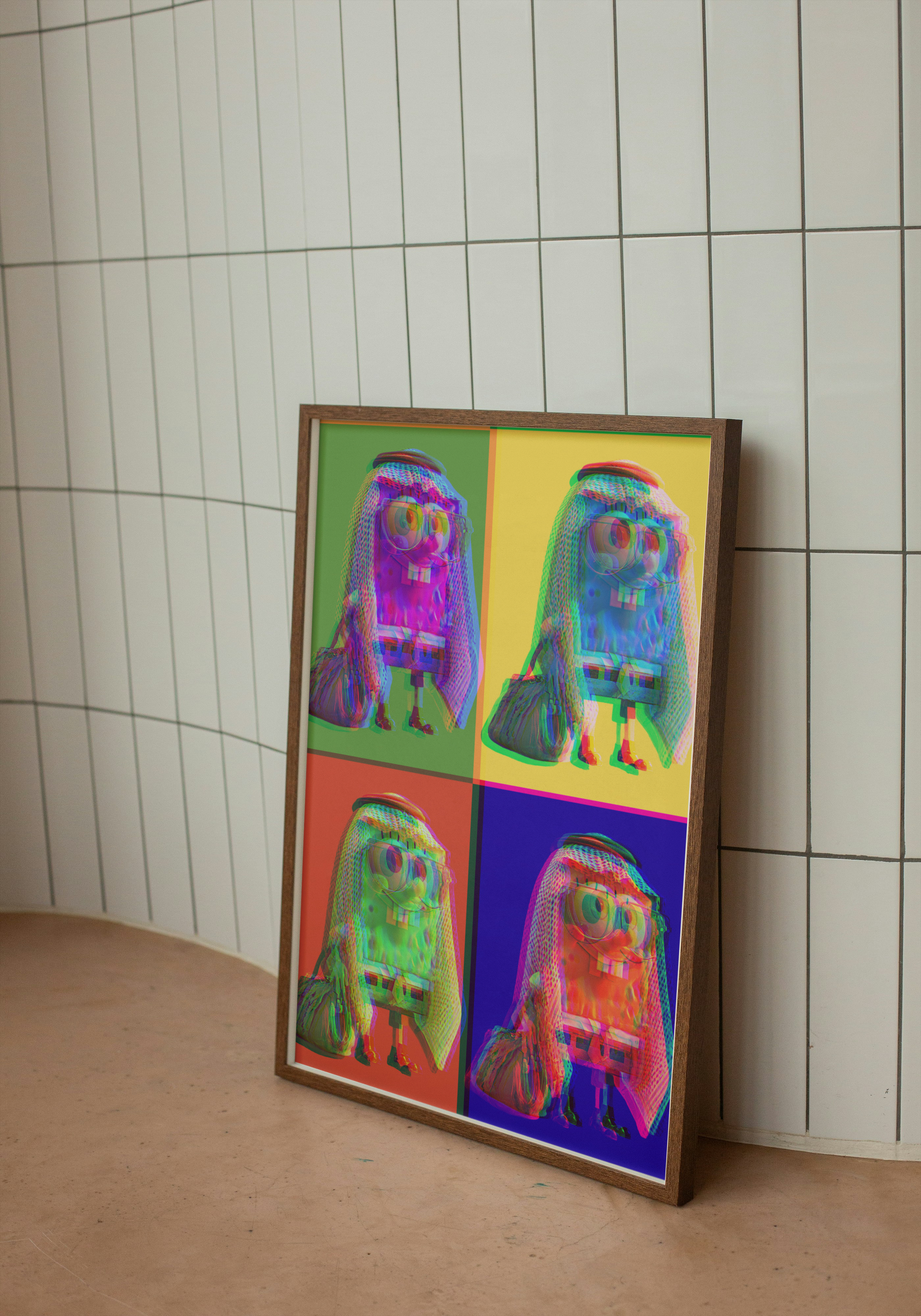 Four SpongeBobs Poster – Arabic Pop Art Mashup Wall Print