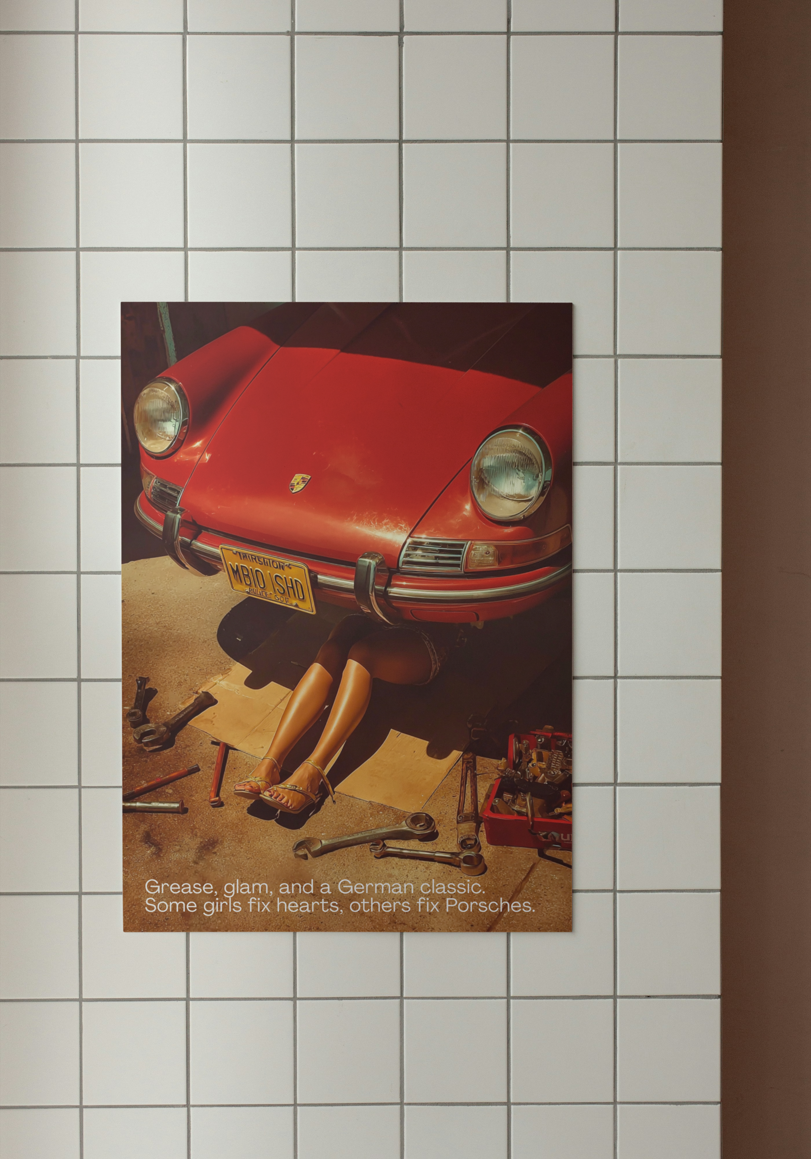 Grease, Glam & Porsche – Retro Garage Pop Art Poster