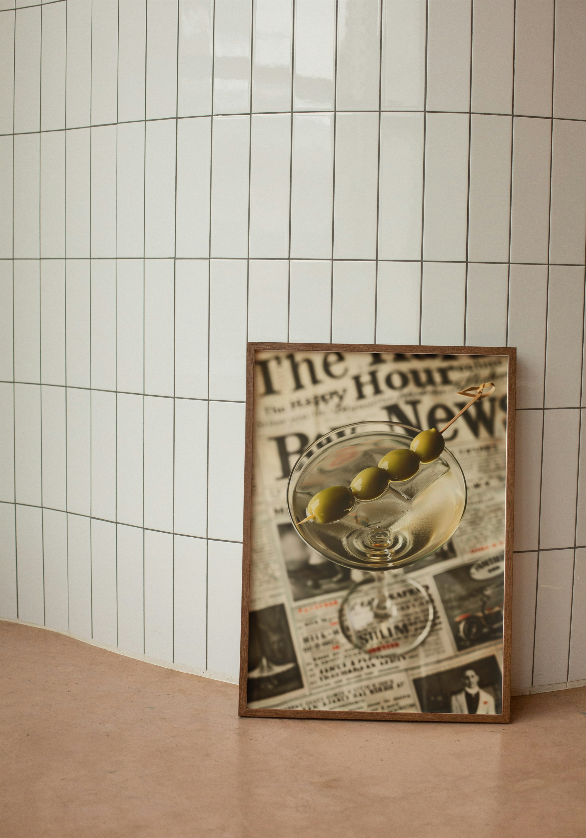 Martini & Headlines – Vintage Cocktail Art Print