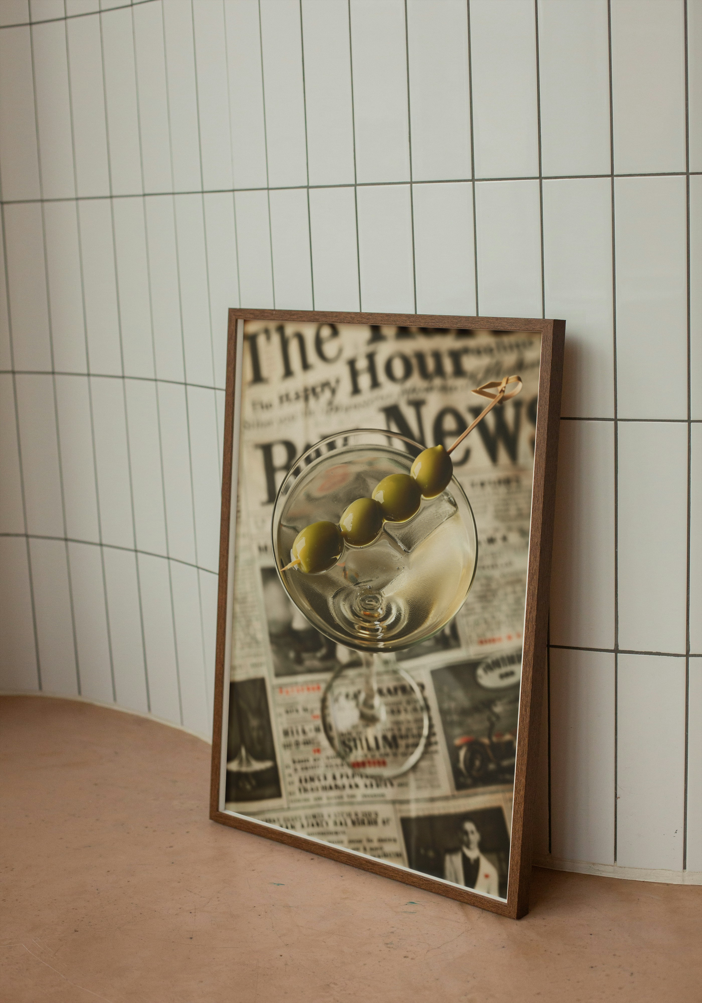 Martini & Headlines – Vintage Cocktail Art Print