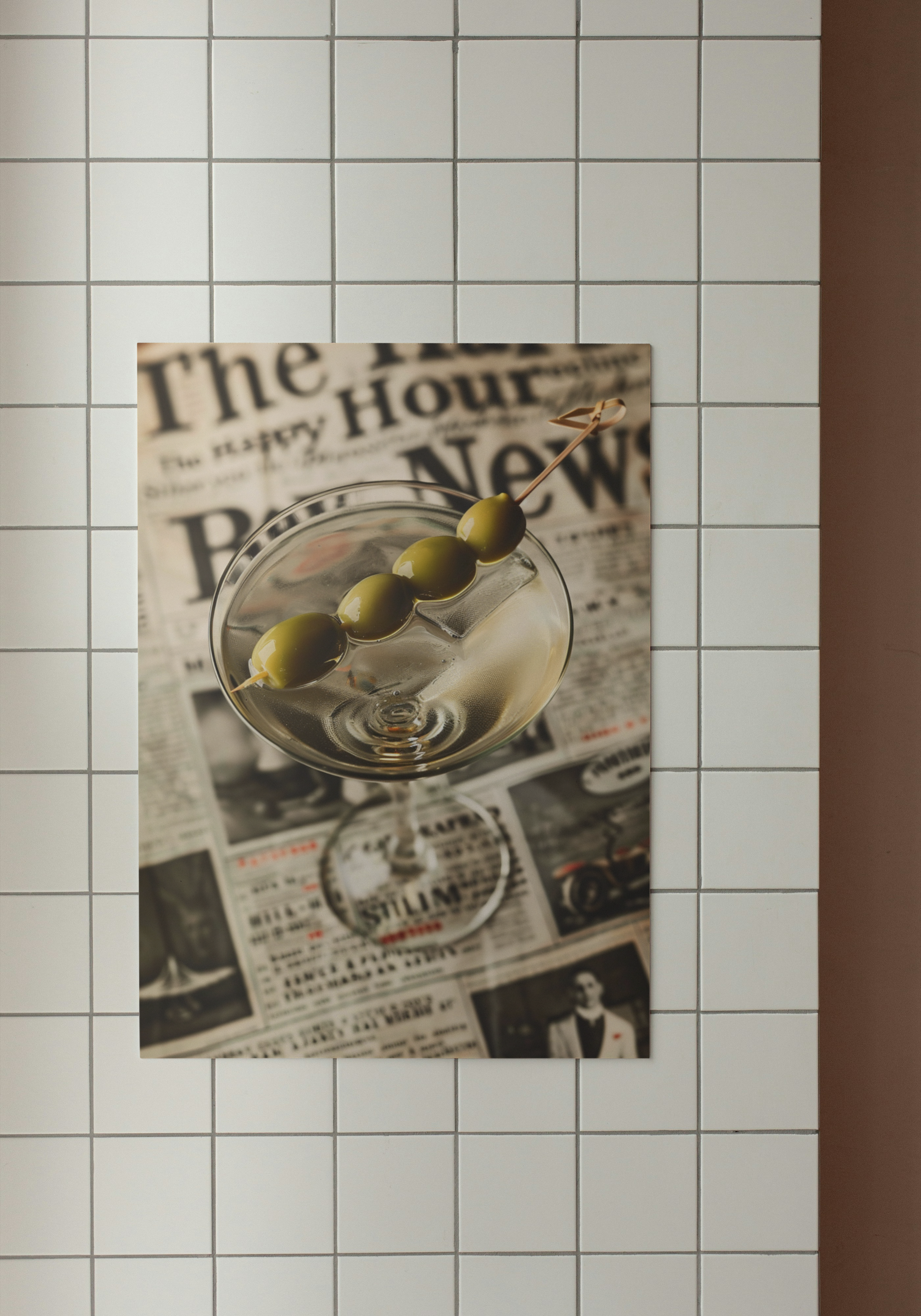 Martini & Headlines – Vintage Cocktail Art Print