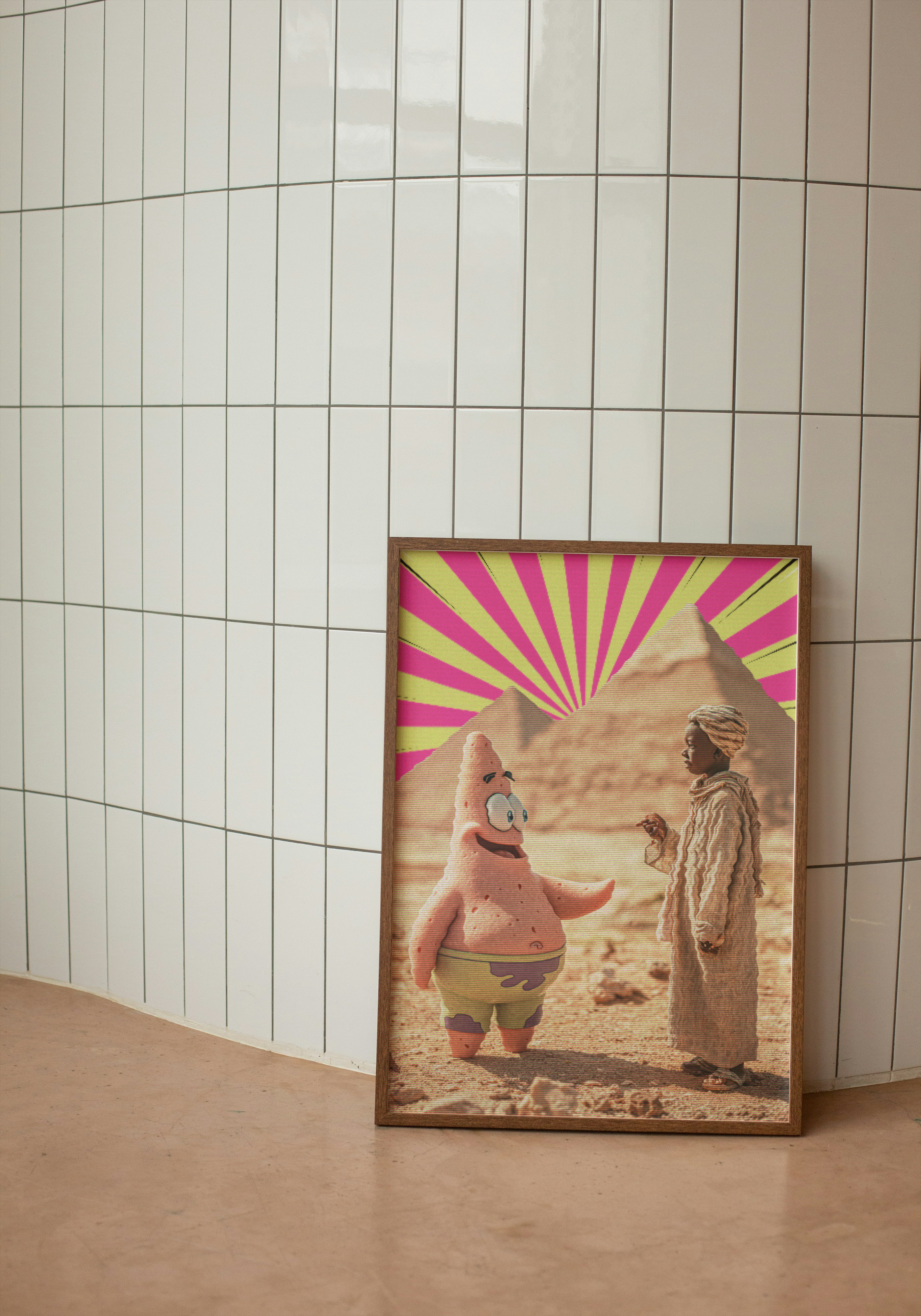 Patrick in Giza Poster – Arabic Pop Art with Pyramids & Patrick Star