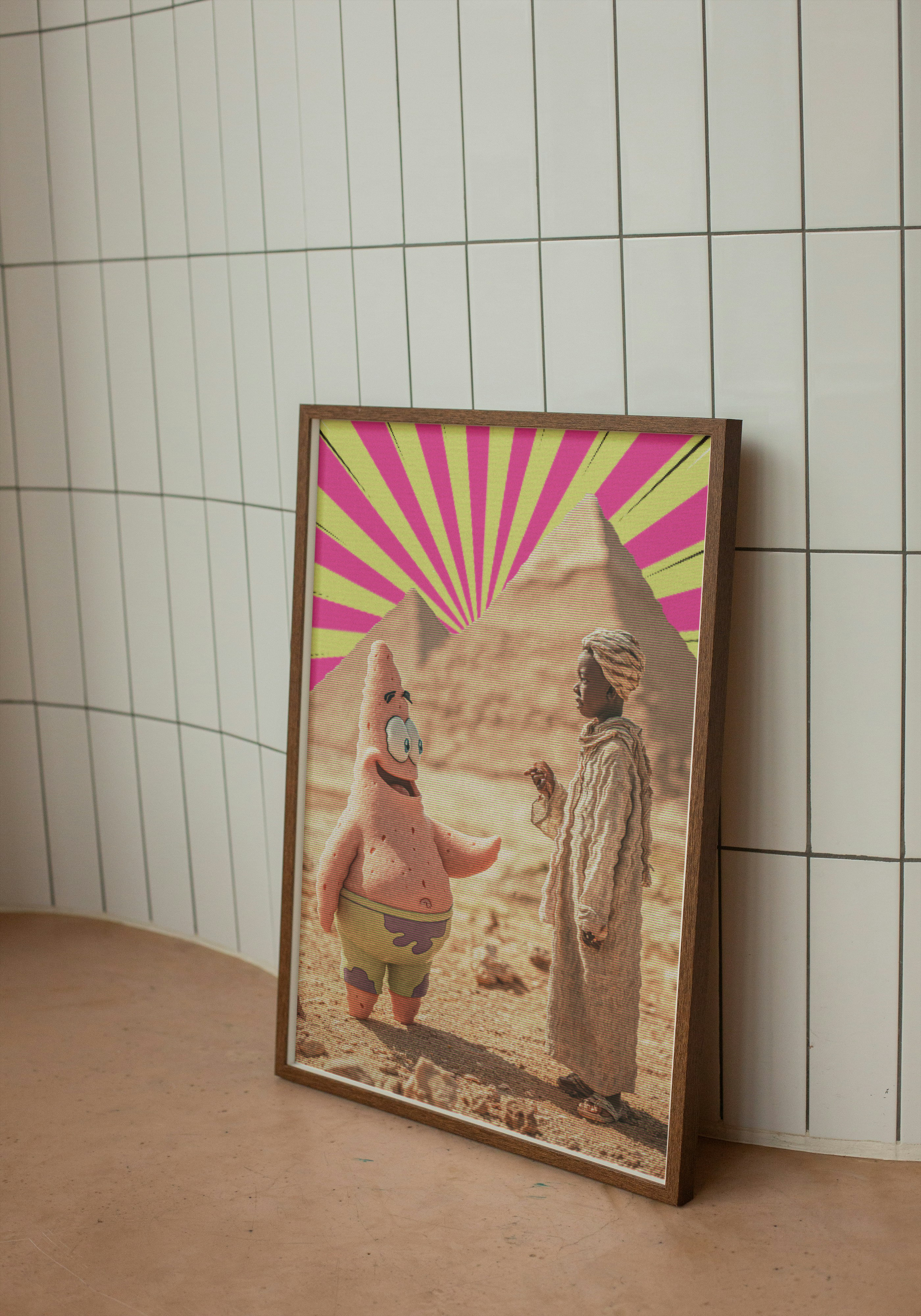 Patrick in Giza Poster – Arabic Pop Art with Pyramids & Patrick Star