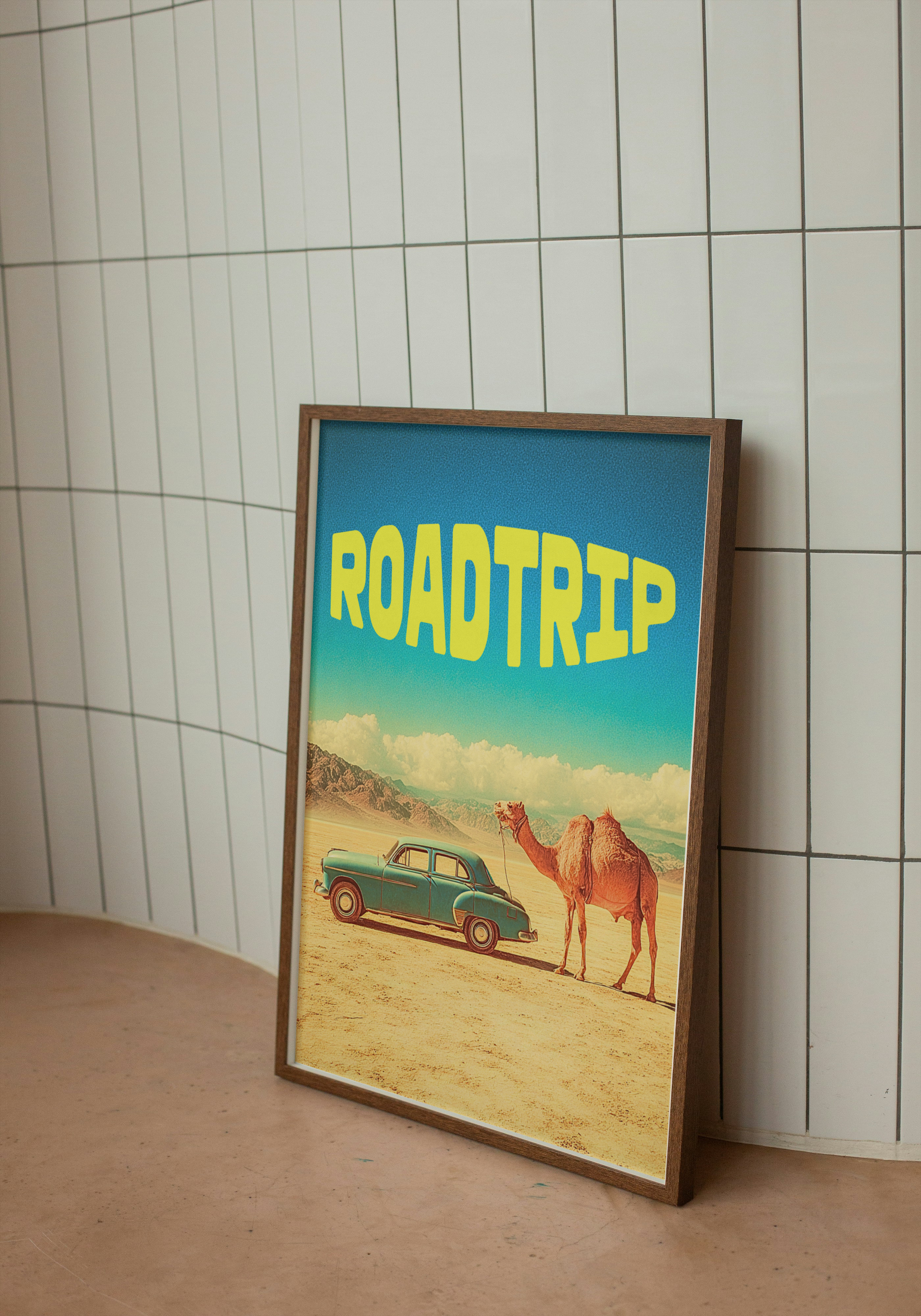 Roadtrip Poster – Retro Desert Camel Vibes
