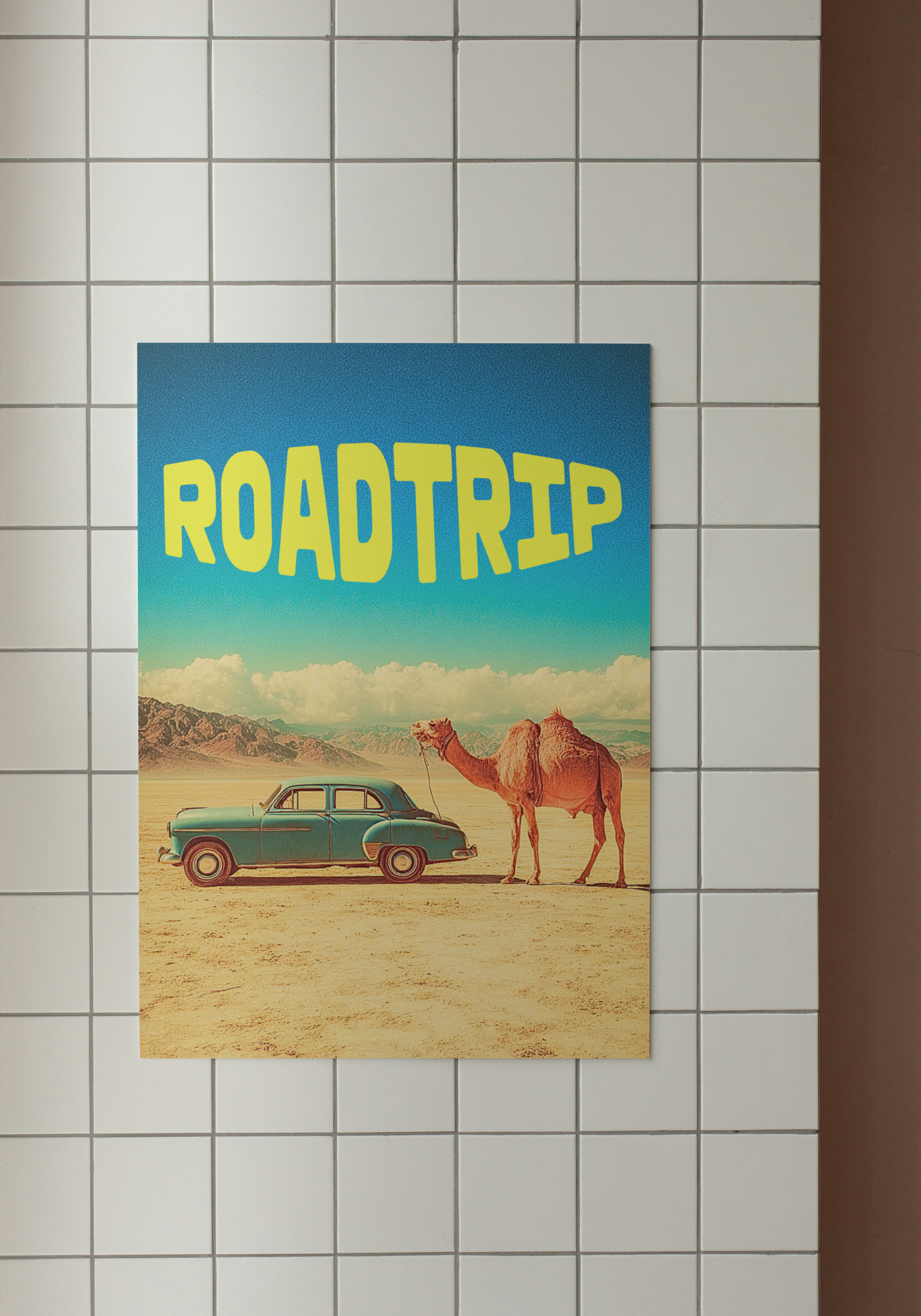 Roadtrip Poster – Retro Desert Camel Vibes