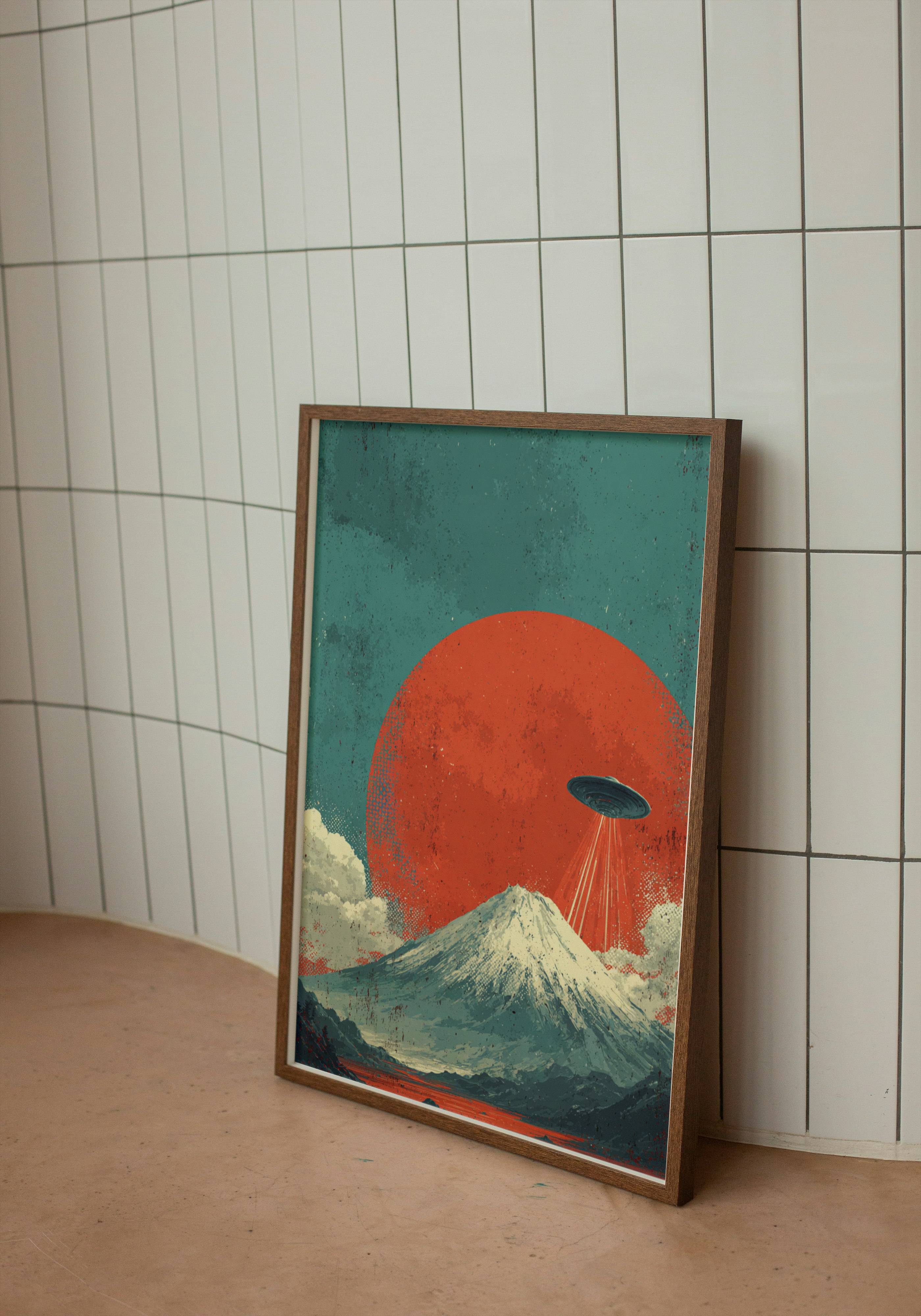 UFO Over Fuji – Retro Sci-Fi Print