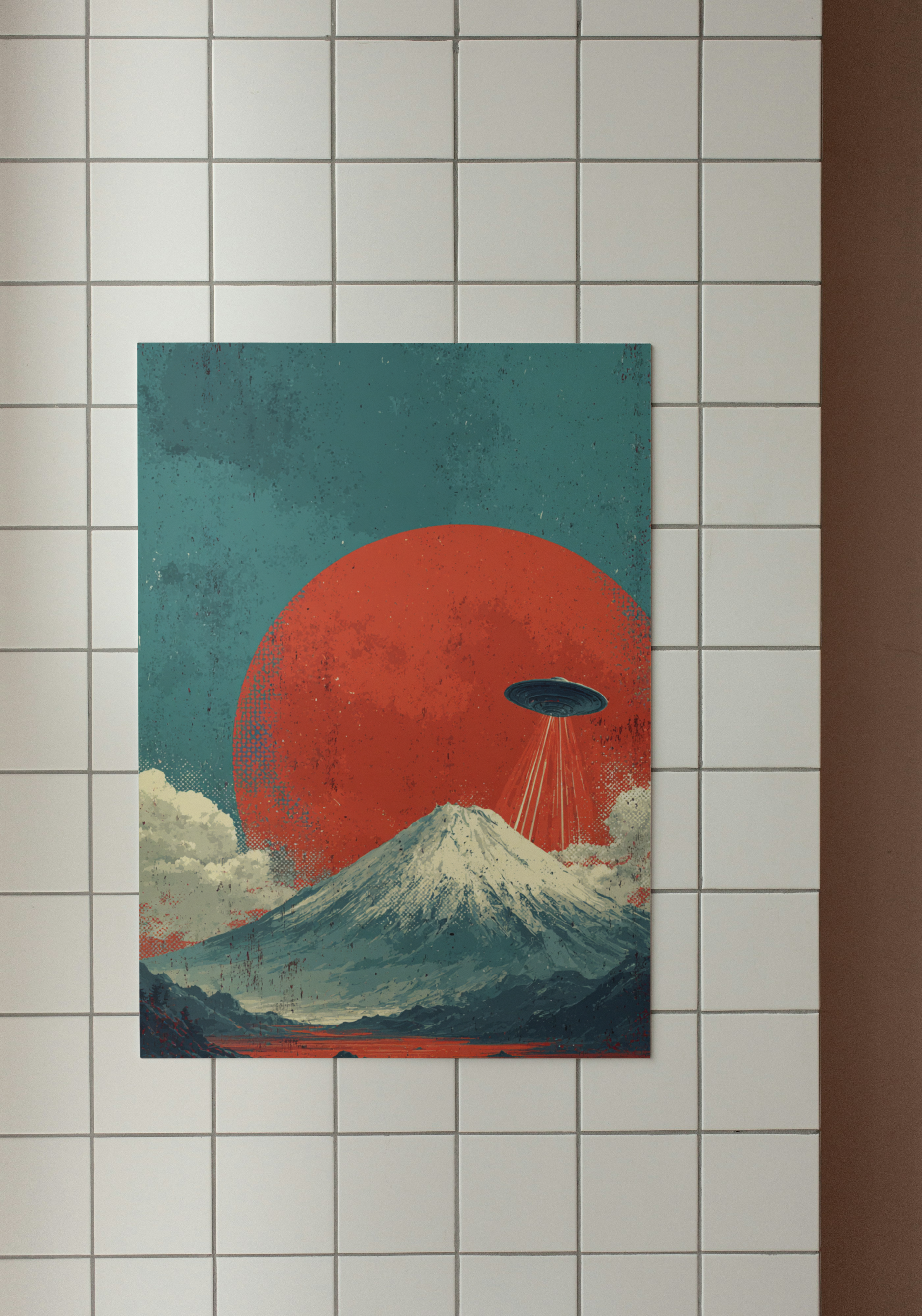 UFO Over Fuji – Retro Sci-Fi Print