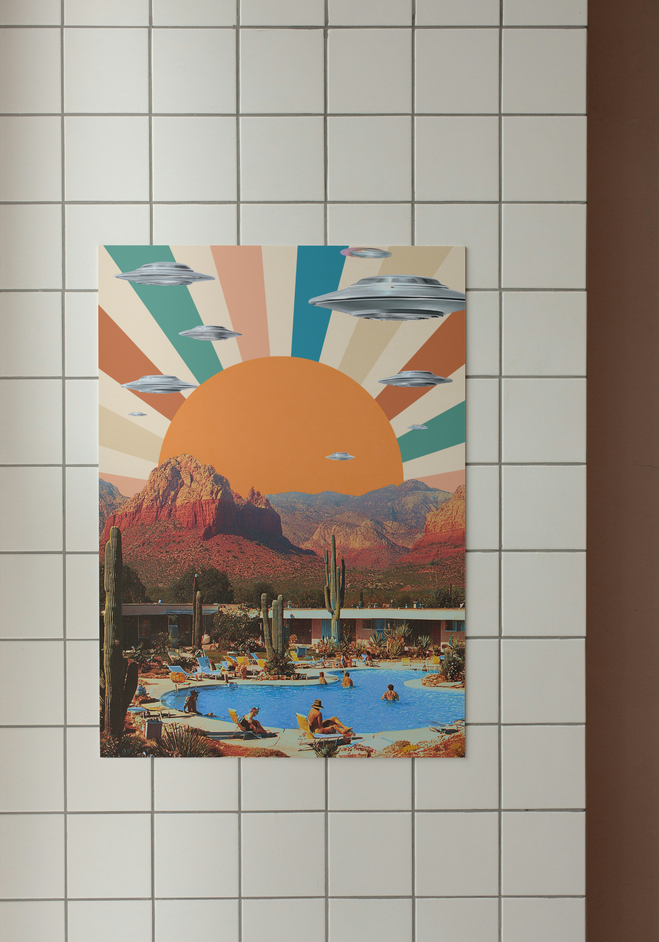 UFO Over Sedona – Retro Desert Surrealist Poster