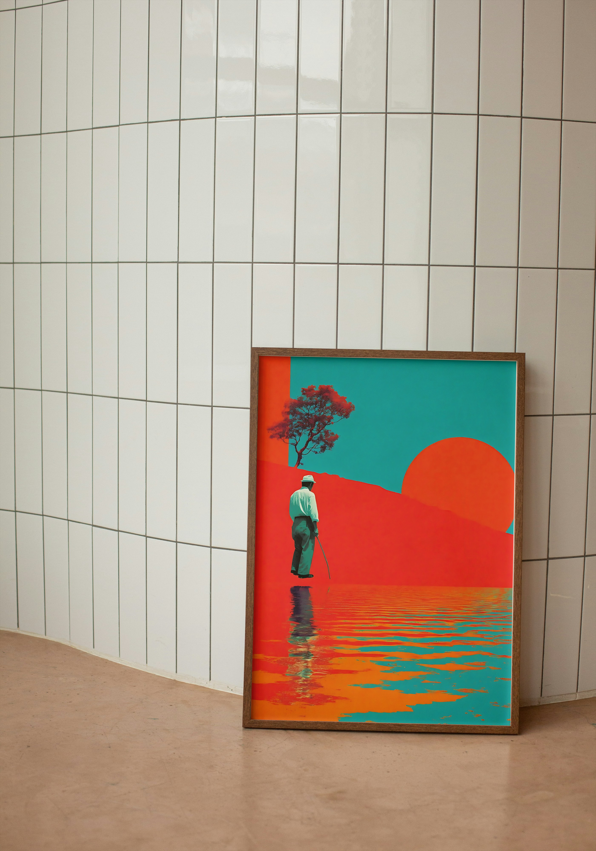 Wanderer & Sun – Surreal Japanese Pop Art Print