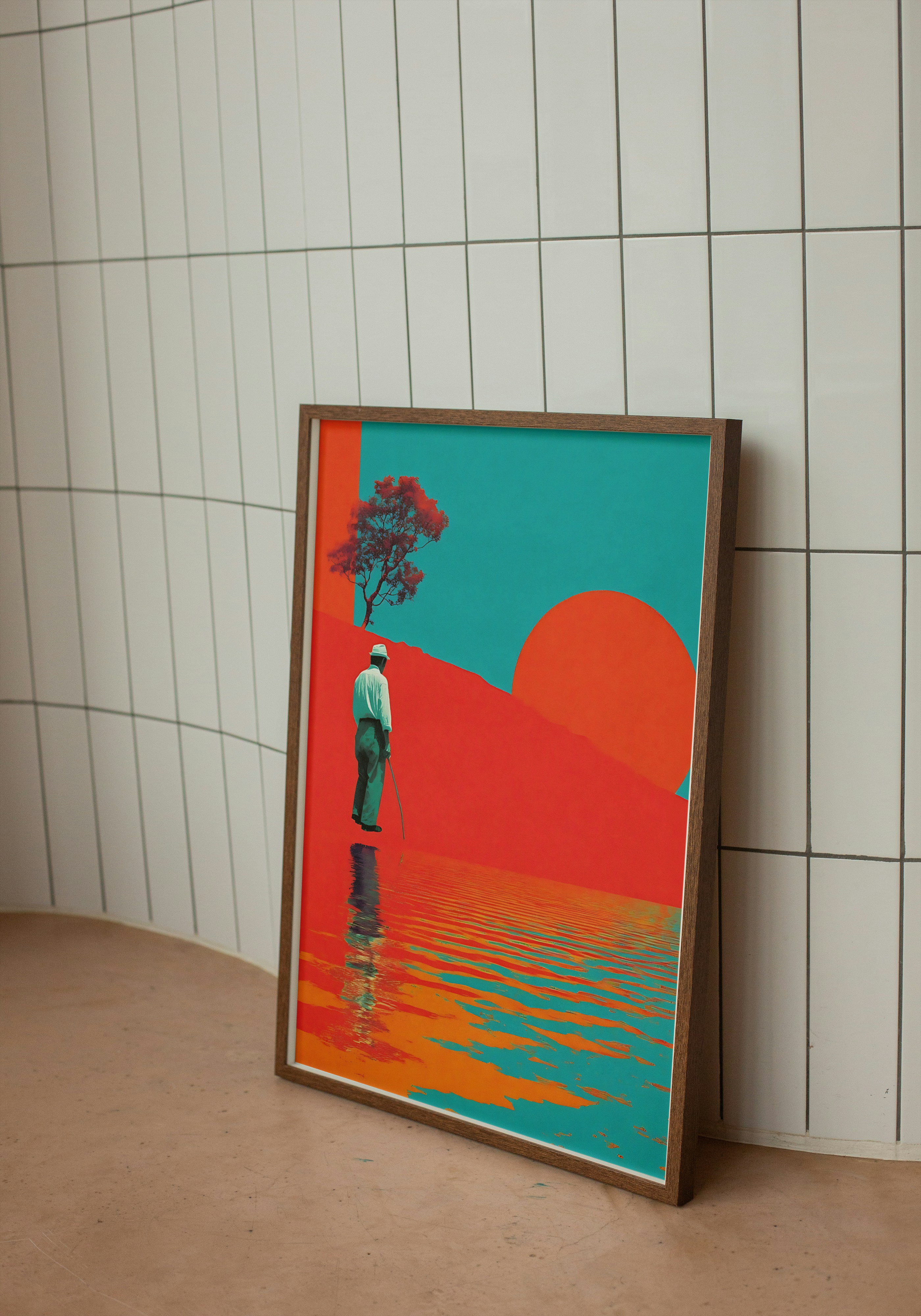 Wanderer & Sun – Surreal Japanese Pop Art Print