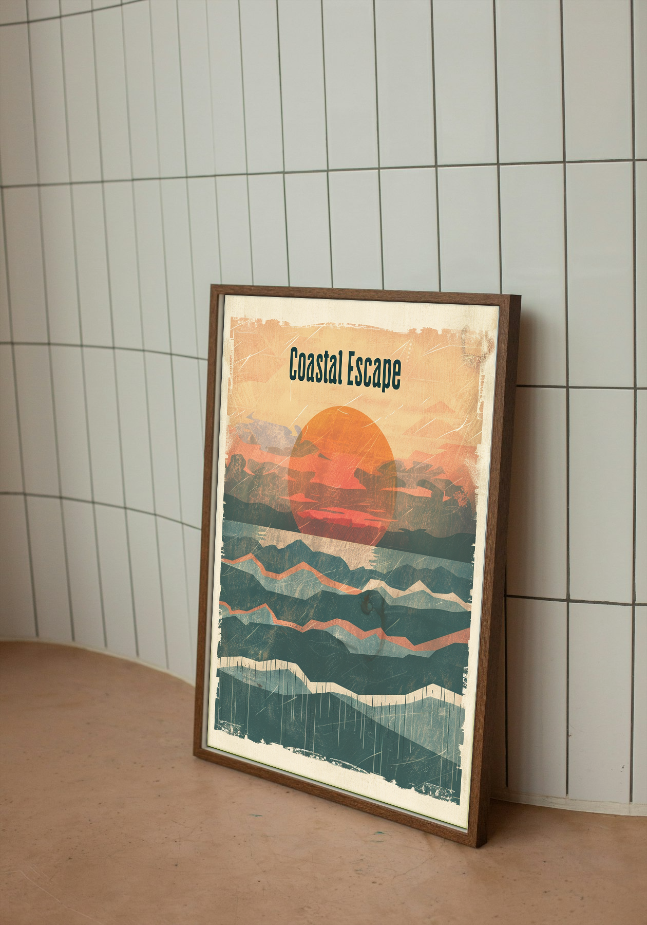 Coastal Escape - Vintage Sunset Seascape Poster