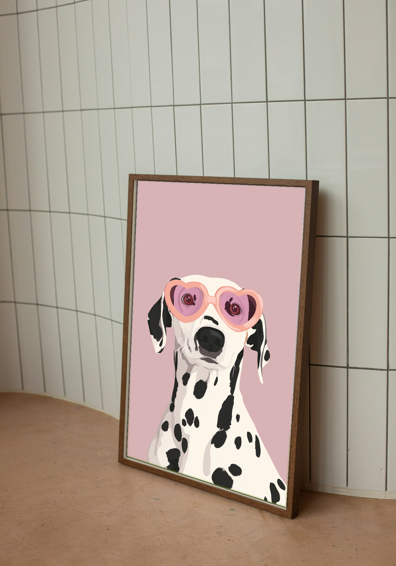 Dalmatian in Heart-Shaped Sunglasses - Playful Modern Art