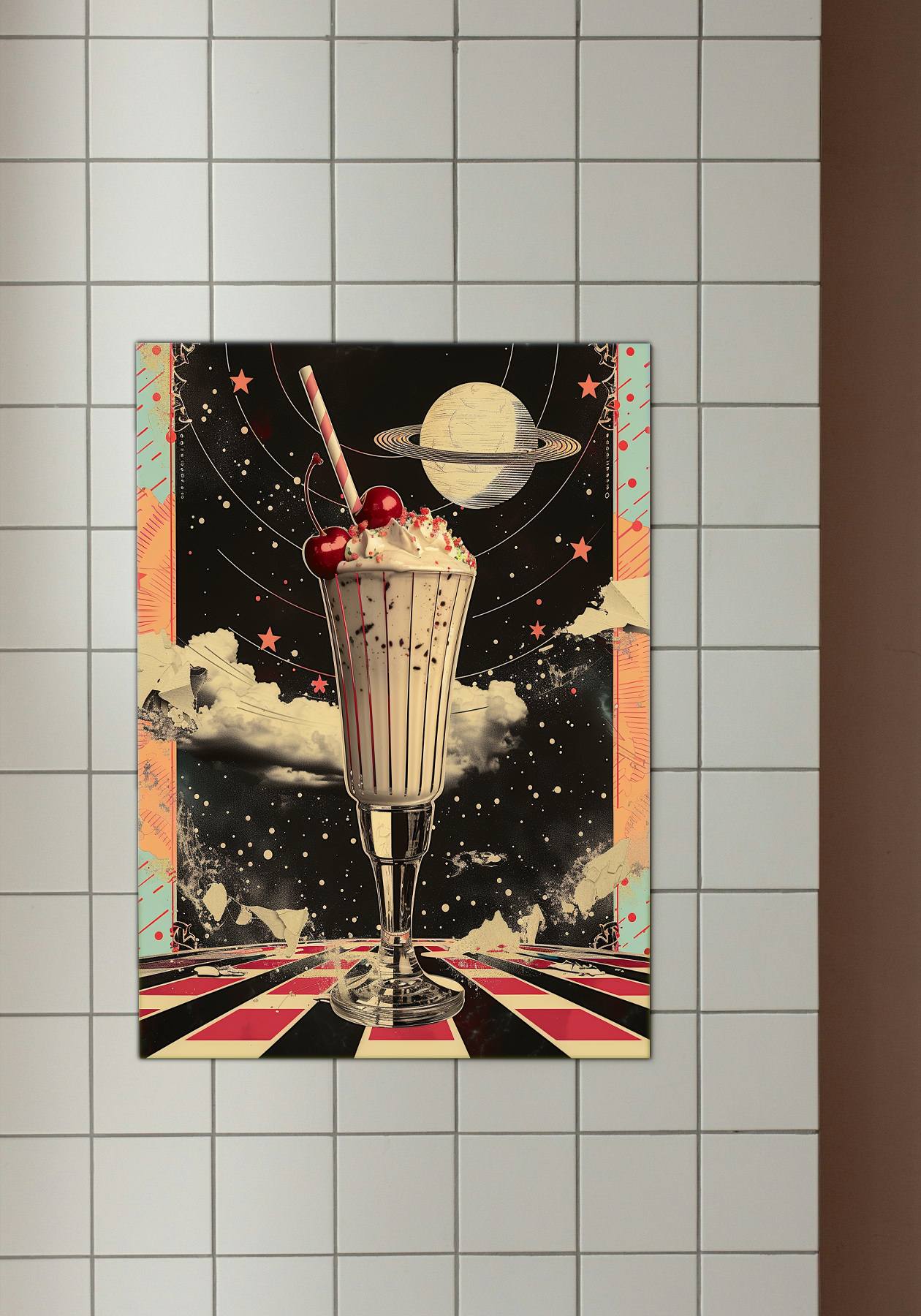 Cosmic Milkshake - Retro-Futuristic Dessert Art