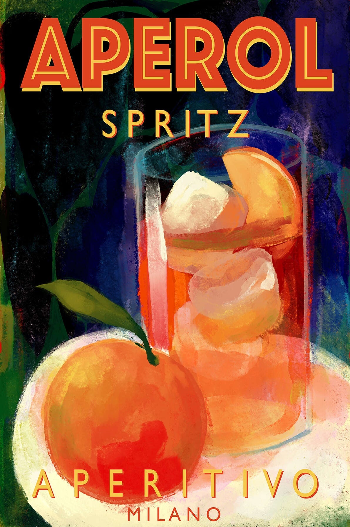 Aperol Spritz - Vibrant Illustrated Cocktail Poster