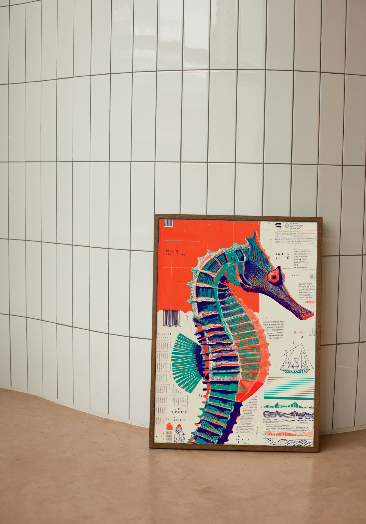 Vibrant Seahorse - Modern Nautical Art Poster