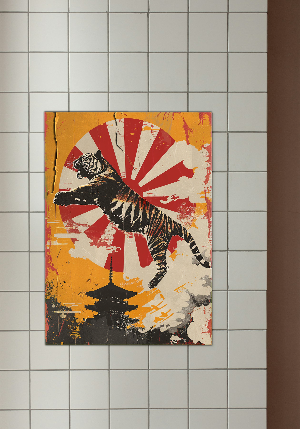 Dynamic Tiger Leap - Bold Asian Inspired Art Poster
