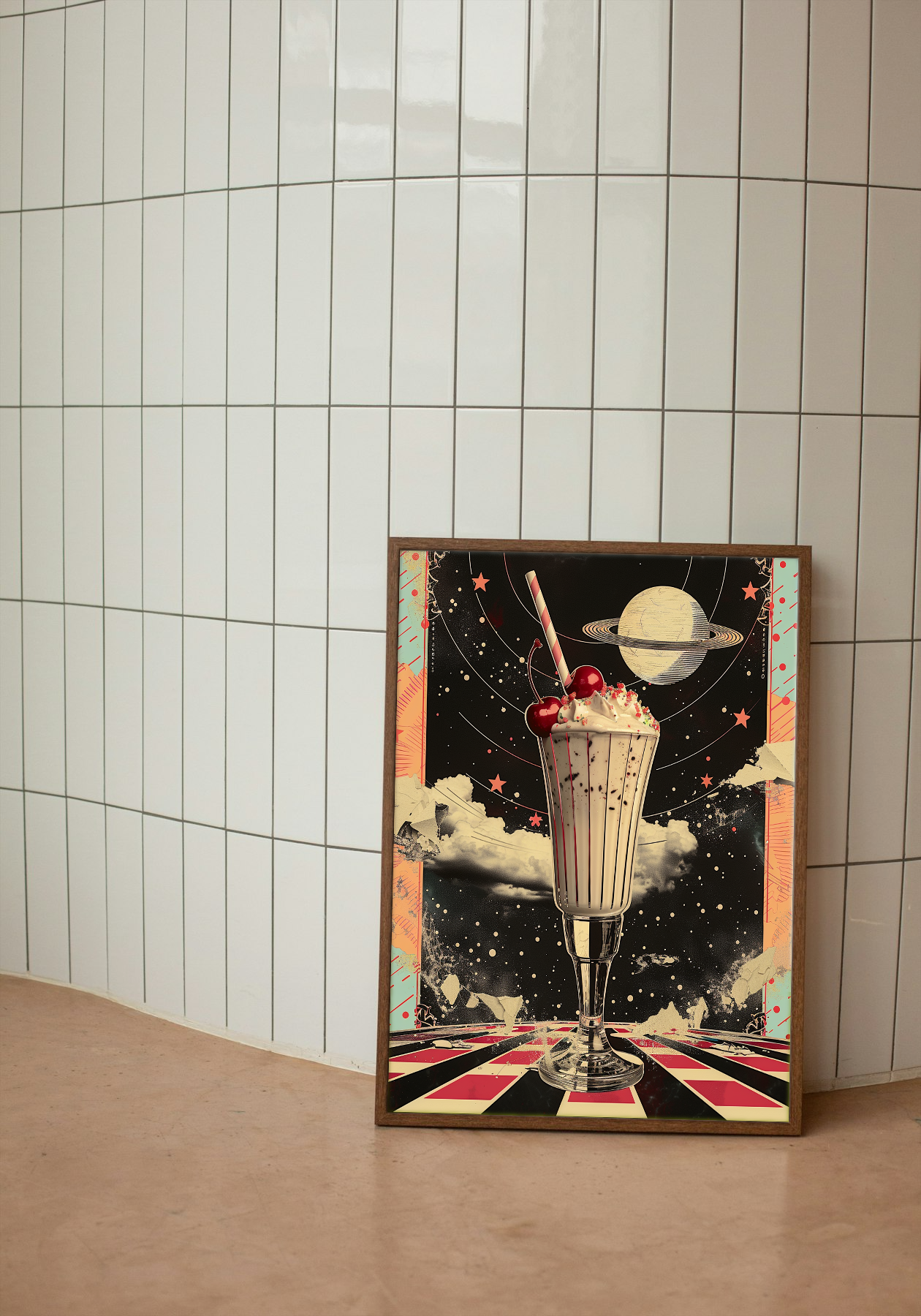 Cosmic Milkshake - Retro-Futuristic Dessert Art