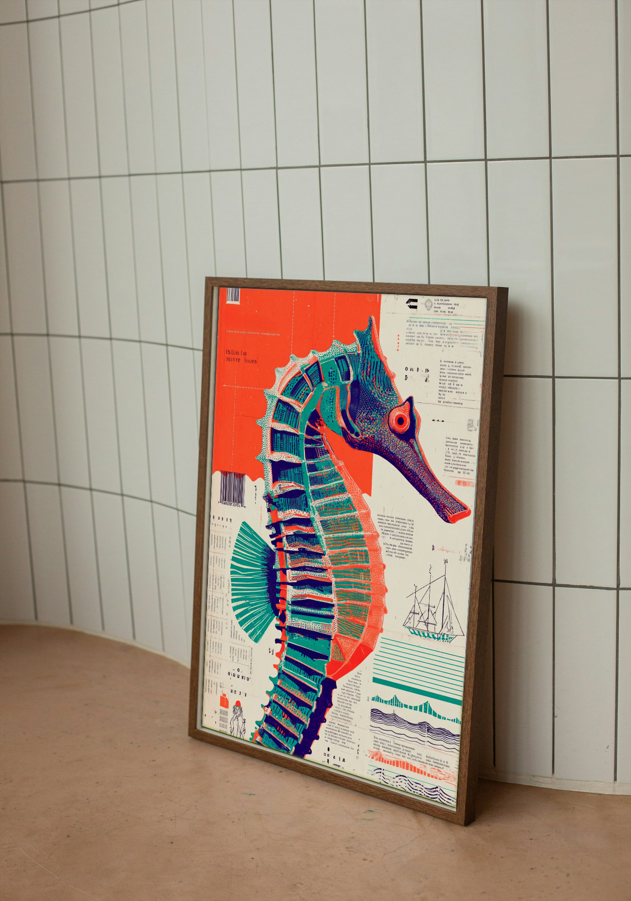 Vibrant Seahorse - Modern Nautical Art Poster