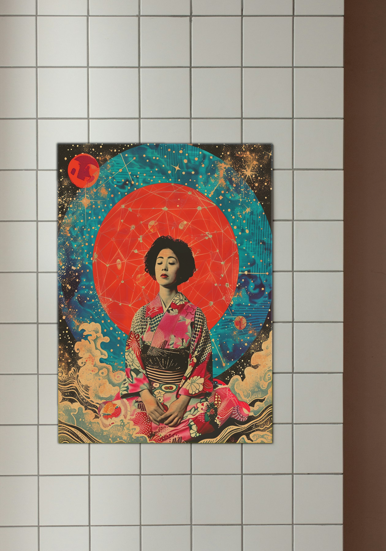 Celestial Serenity - Meditative Geisha in Cosmic Harmony