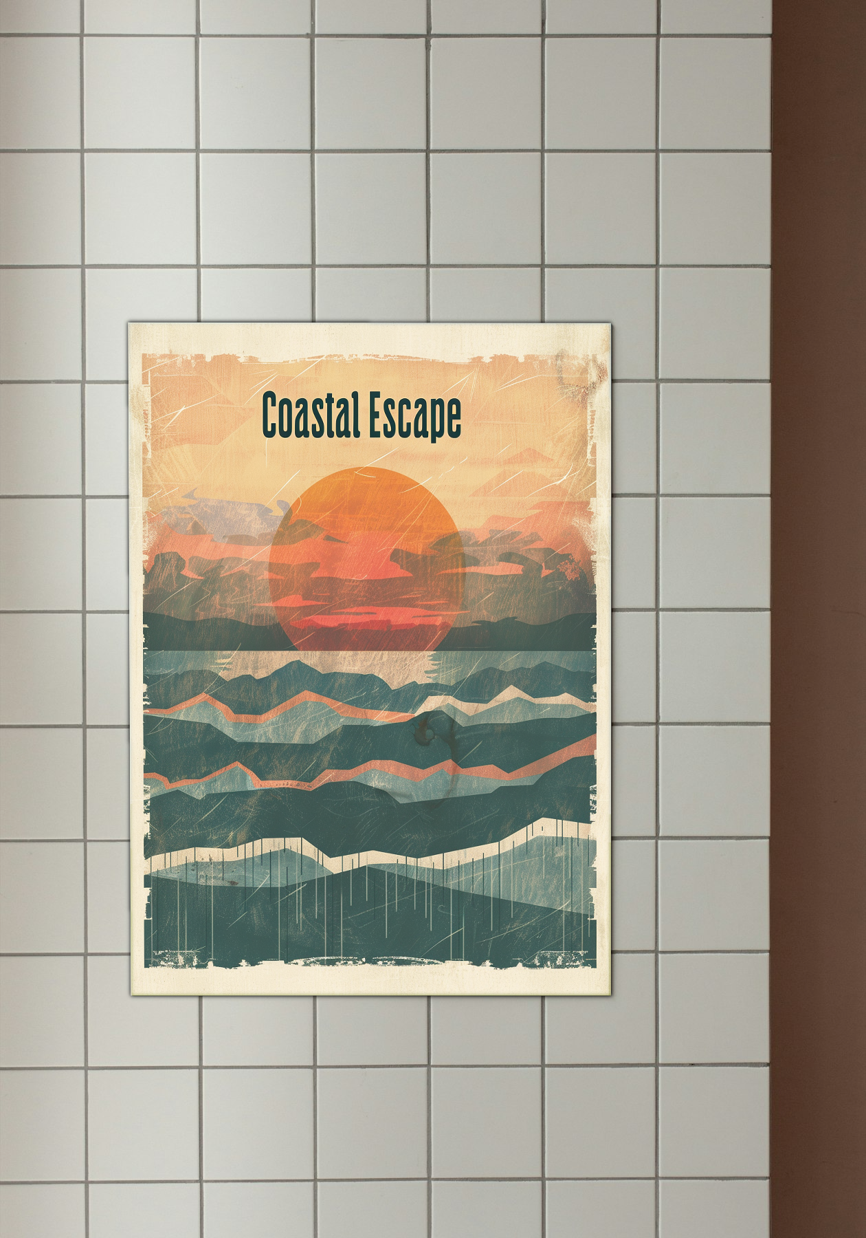 Coastal Escape - Vintage Sunset Seascape Poster