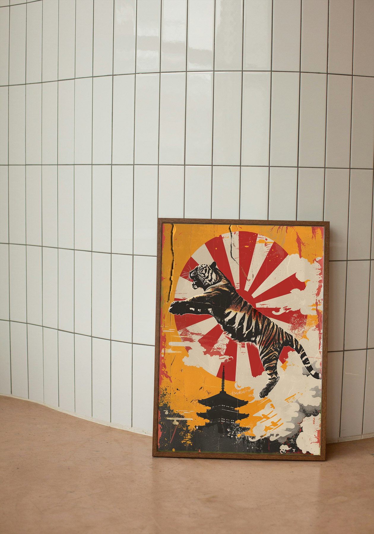 Dynamic Tiger Leap - Bold Asian Inspired Art Poster